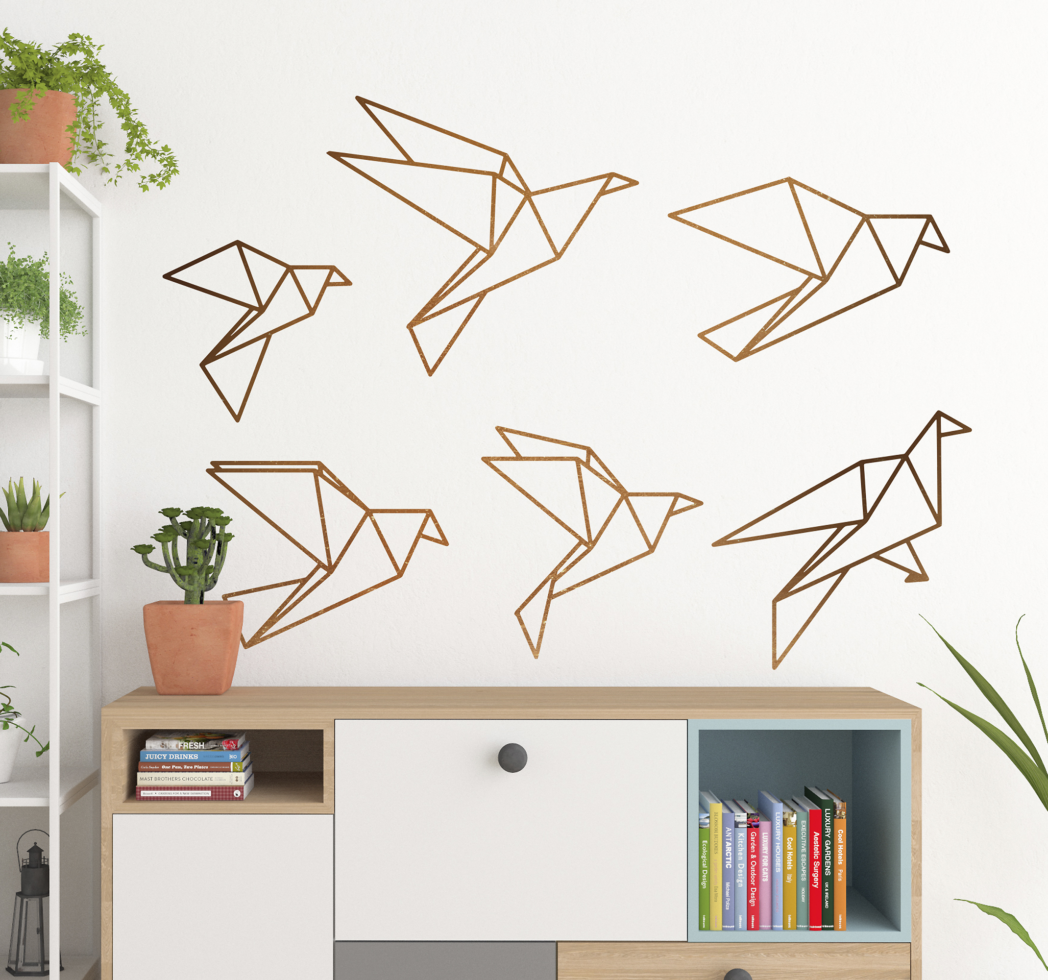 Adesivi murali di uccelli origami