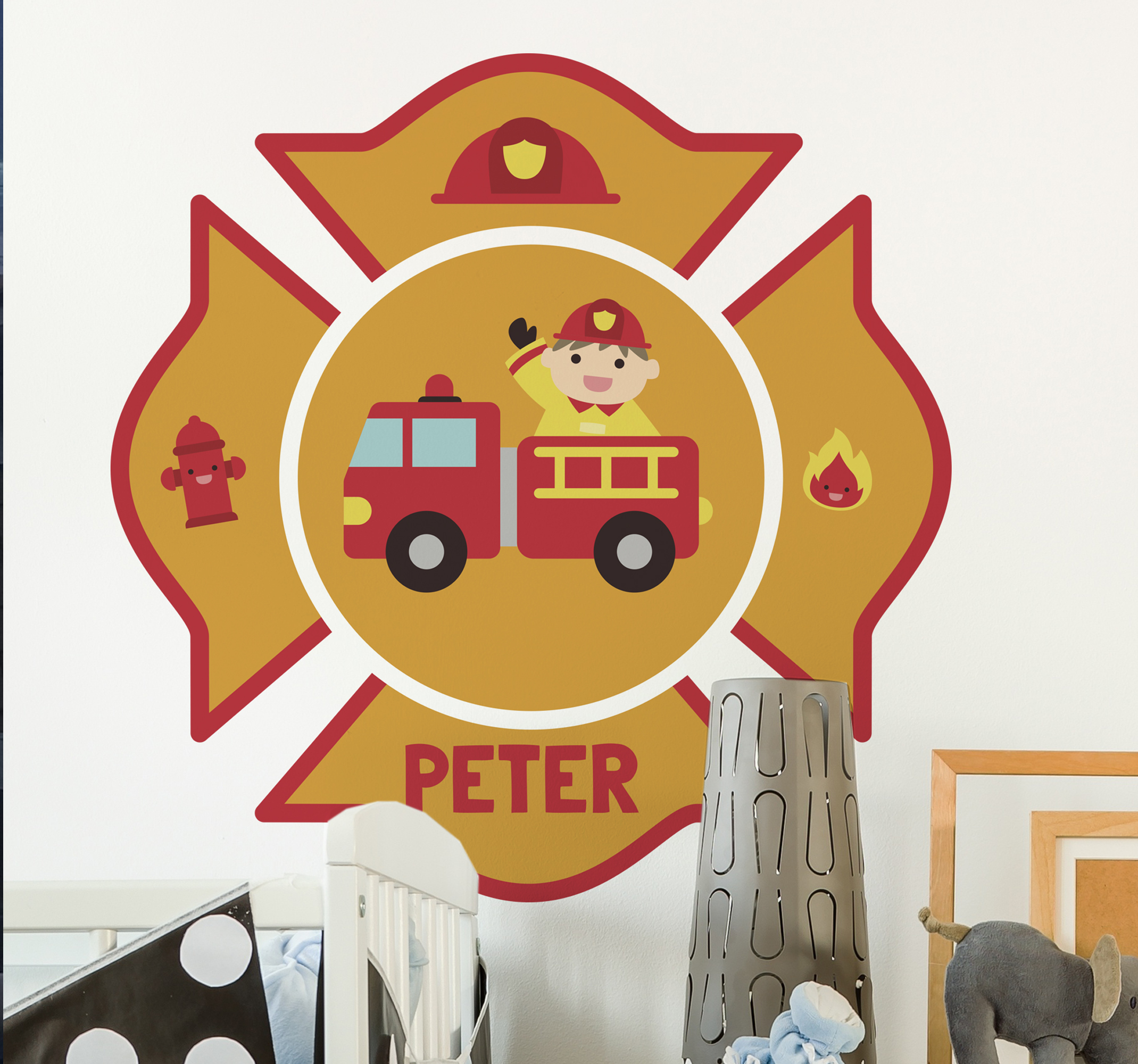 Tenstickers Brandweer muursticker personaliseerbaar