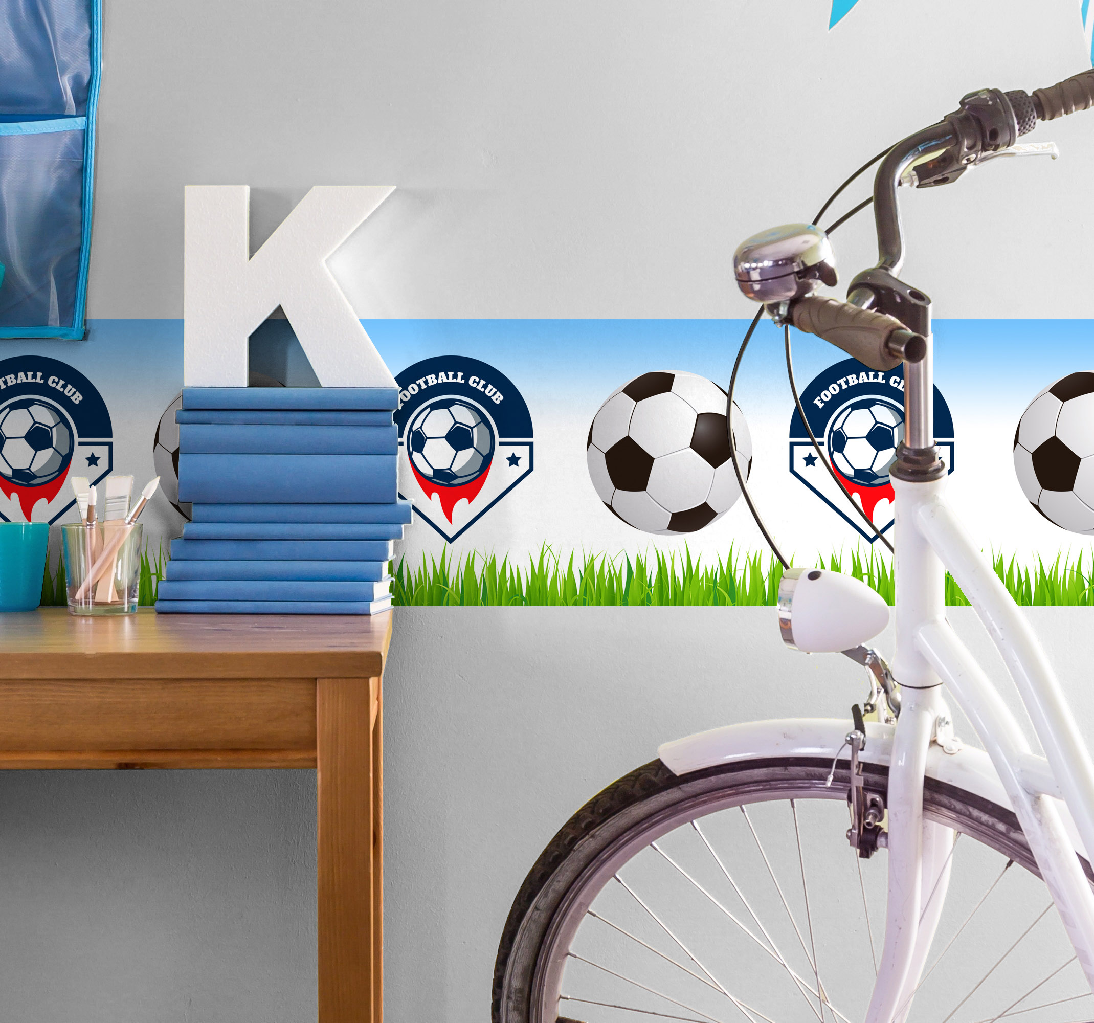 Wandtattoo Fußball Bordüre personalisierbar