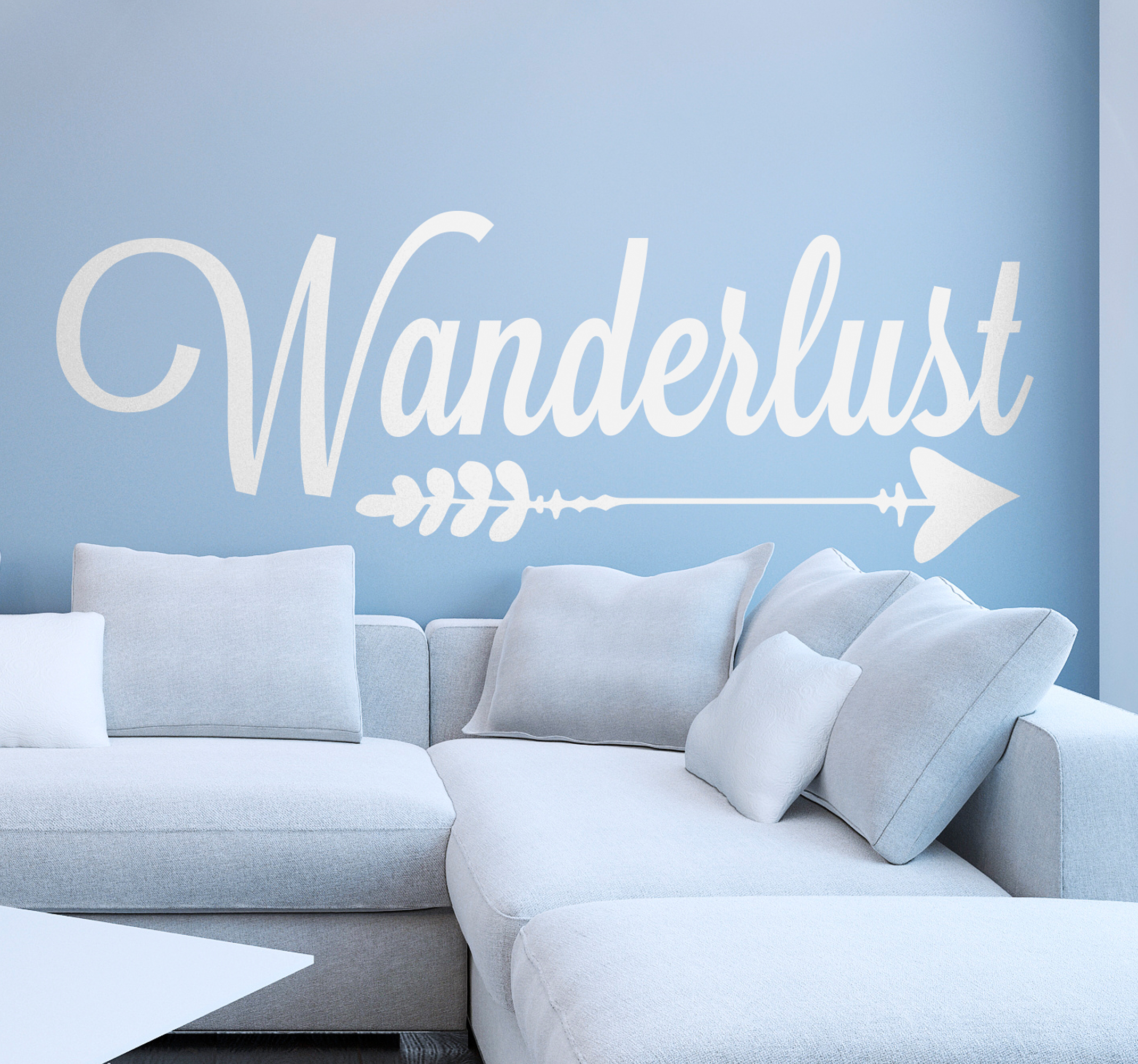 Tenstickers Tekst muursticker Wanderlust pijl