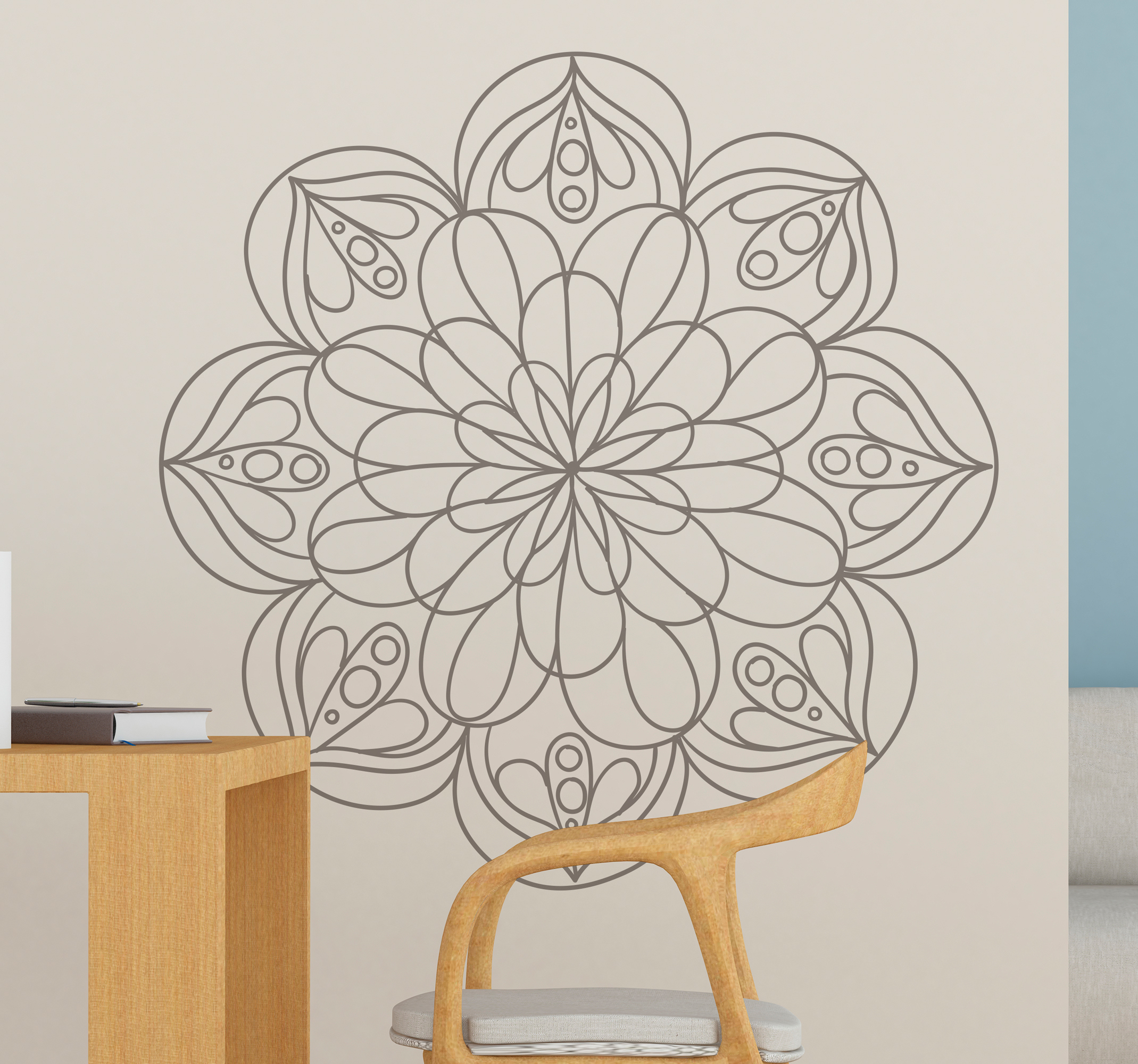 Tenstickers Ornament muursticker Mandala bloem