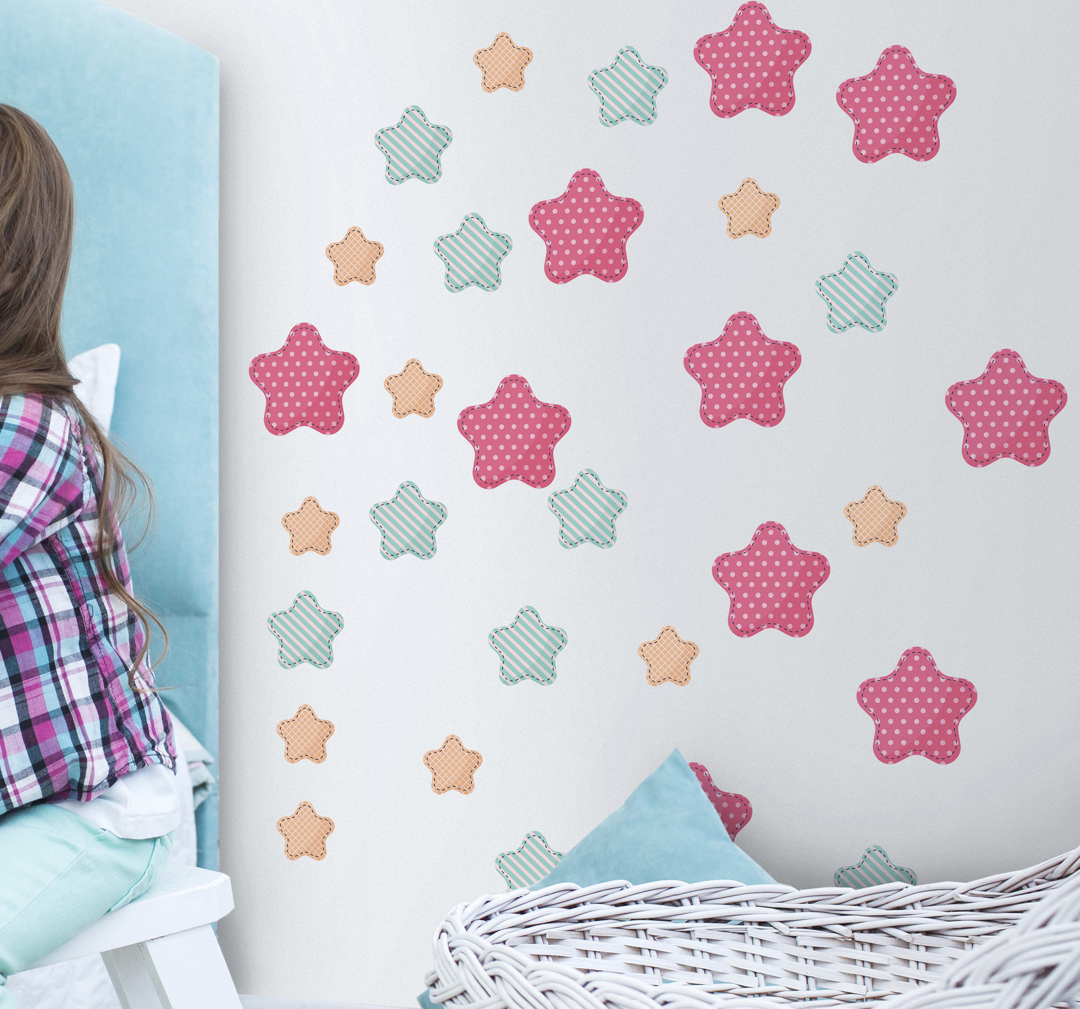 Set van 30 babykamer muursticker sterren patronen