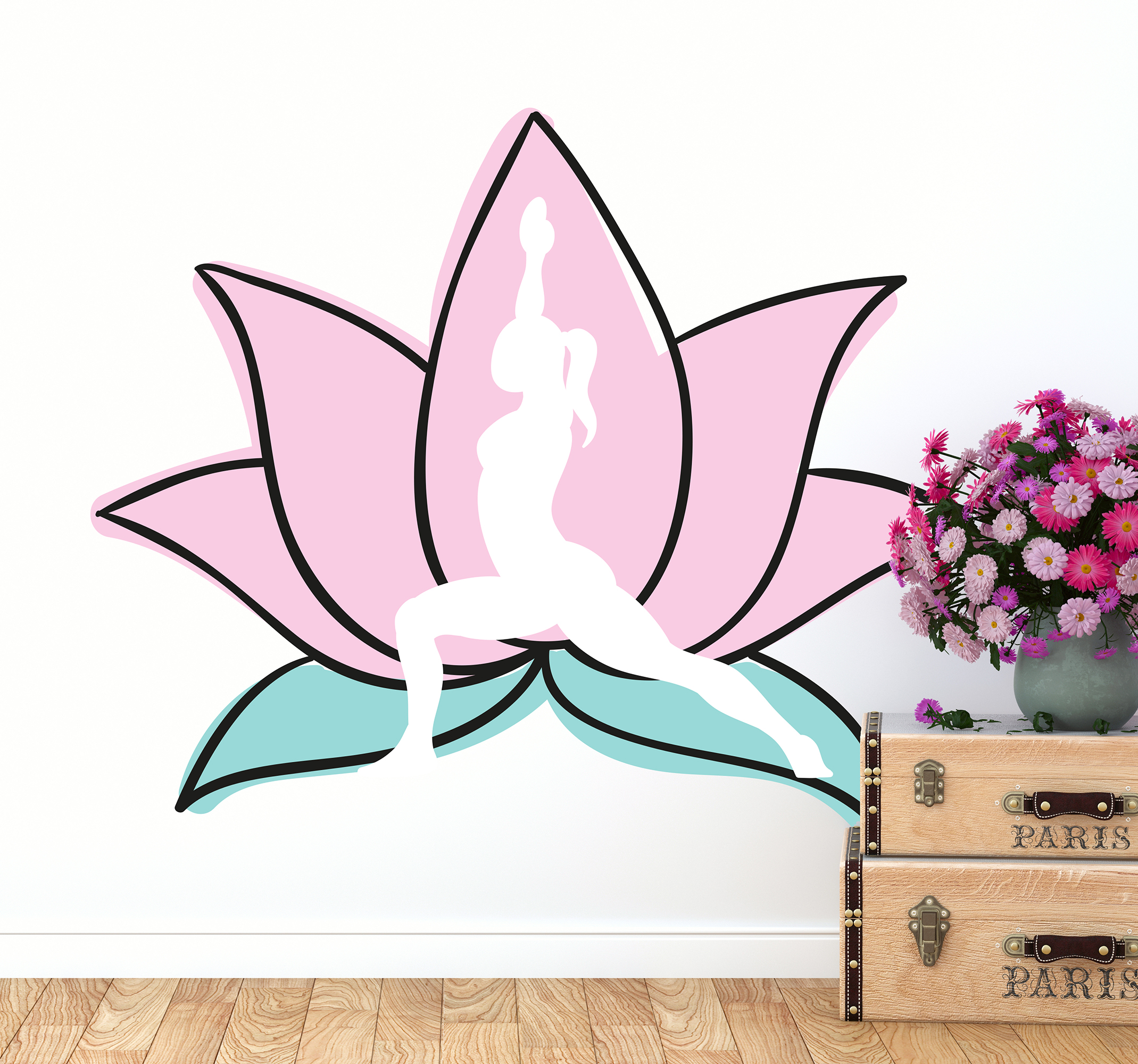 Tenstickers Sport muursticker yoga lotusbloem