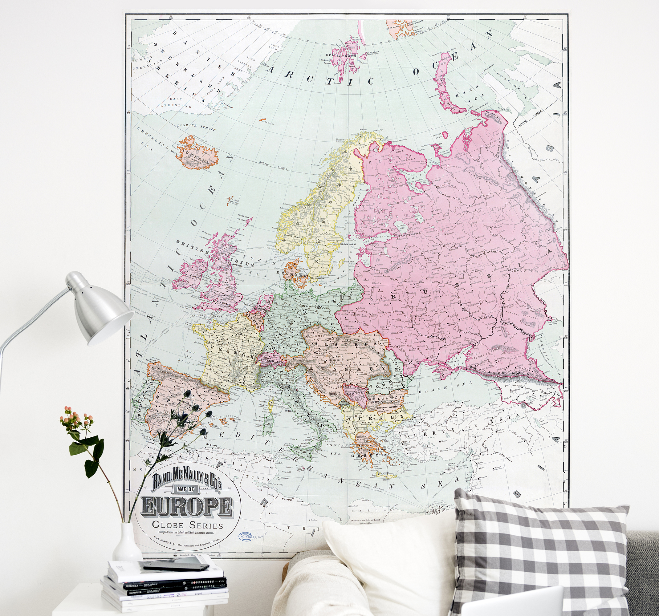 Tenstickers Muursticker wereldkaart van Europa 1900