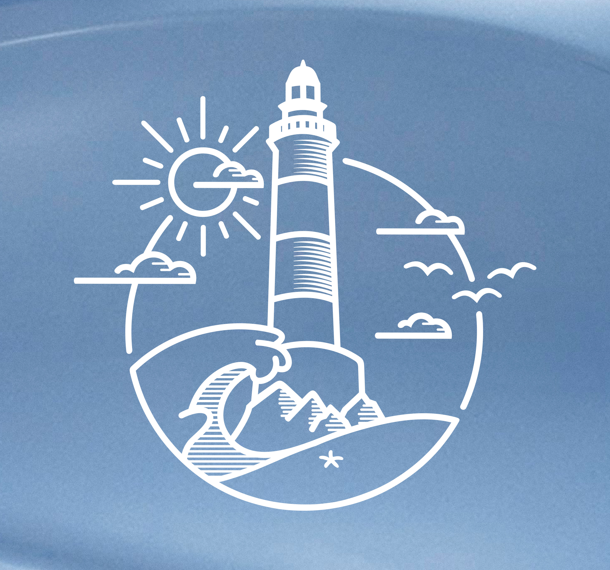 Tenstickers Camper sticker vuurtoren met zee