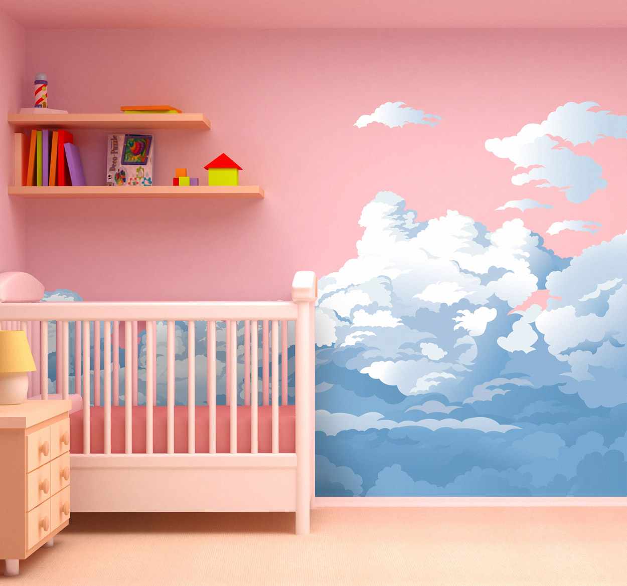 Tenstickers Sticker kinderkamer hemel en wolken