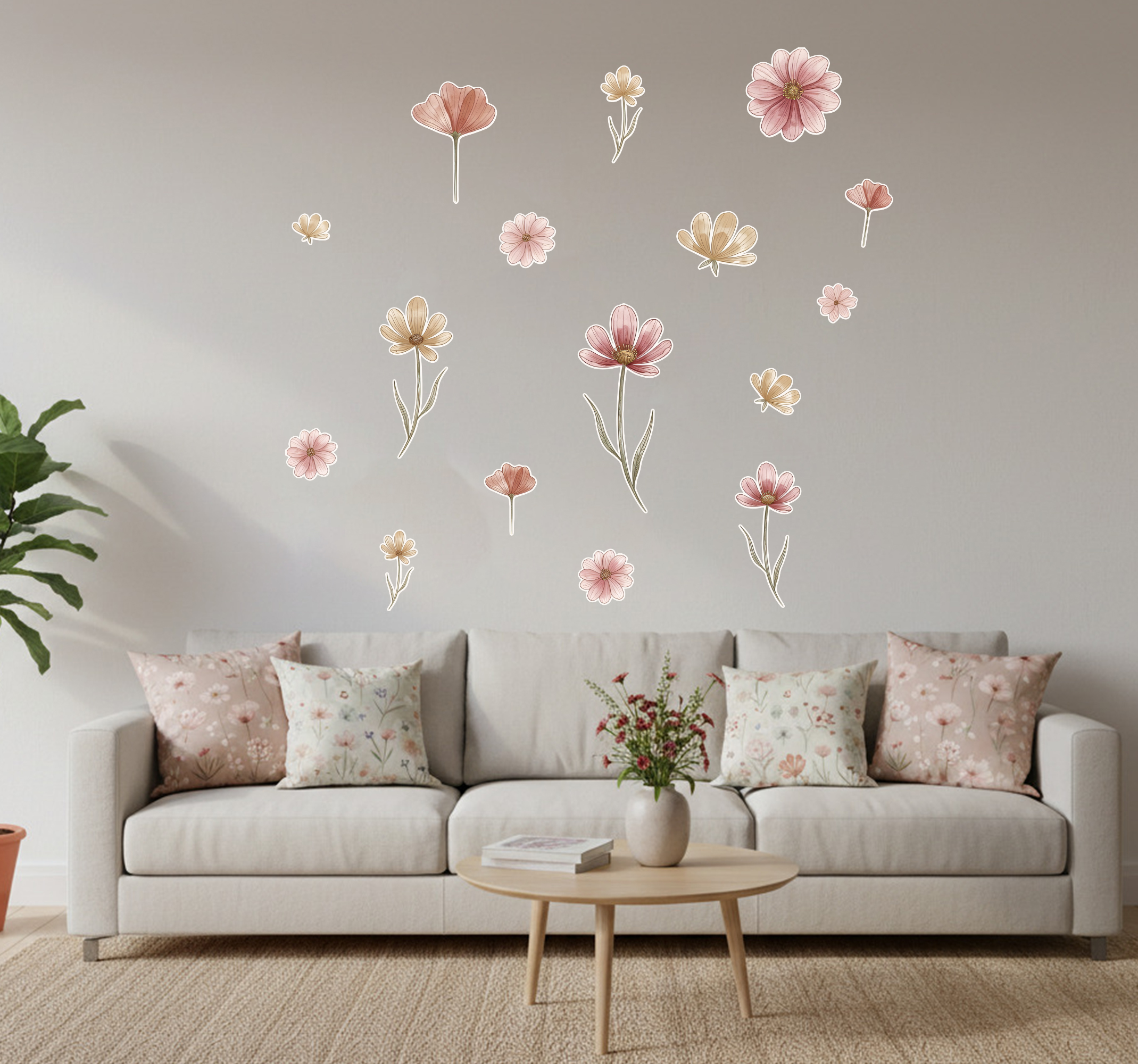 Tenstickers Muursticker wilde bloemen bloeiset