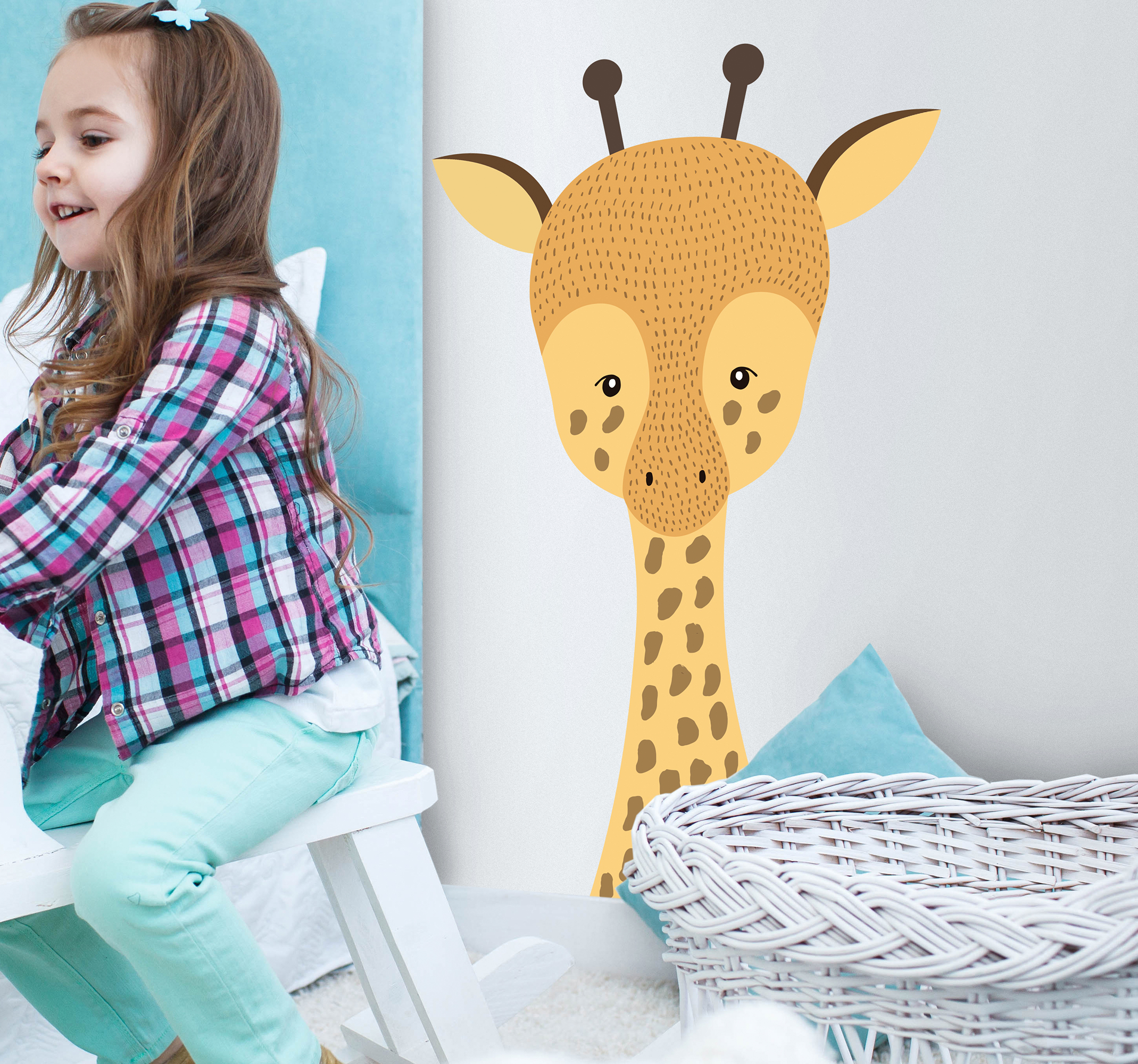 Tenstickers Muurstickers kinderkamer kleine schattige giraffe