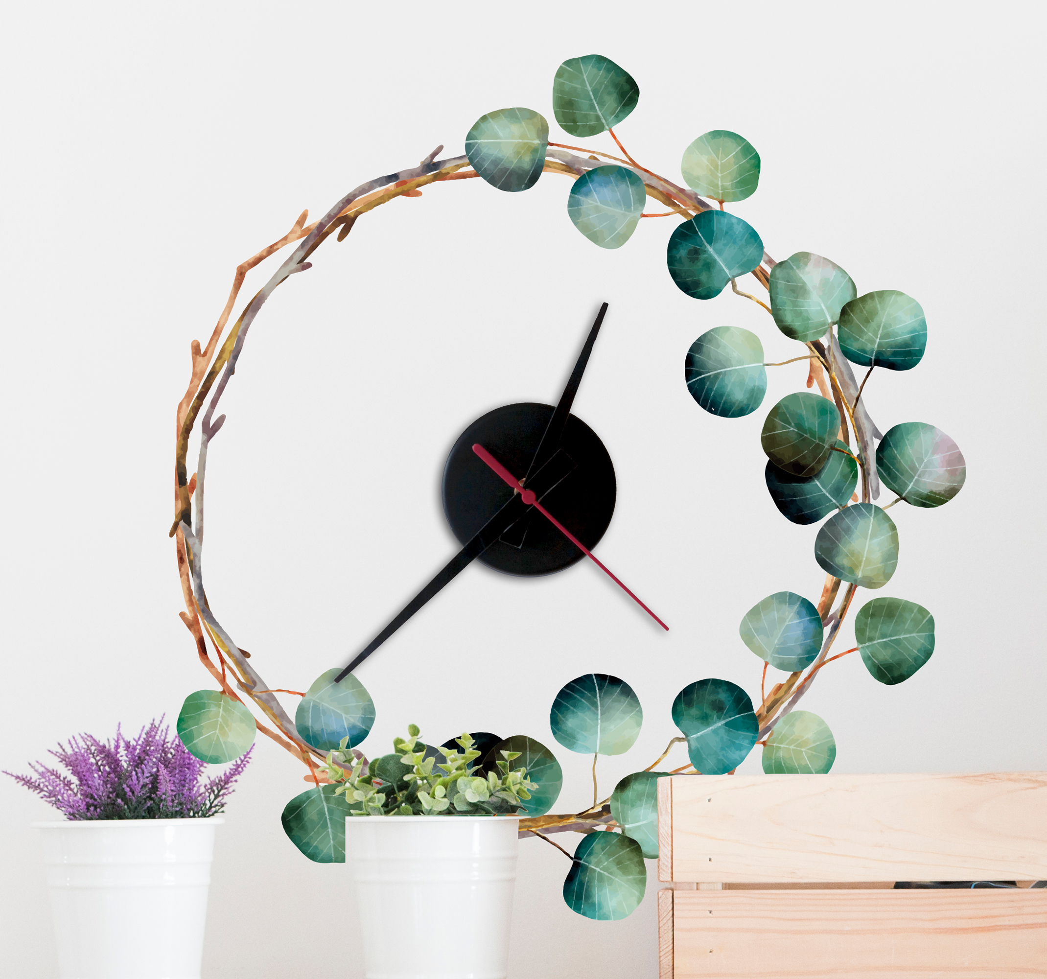 Tenstickers Eucalyptus klok sticker