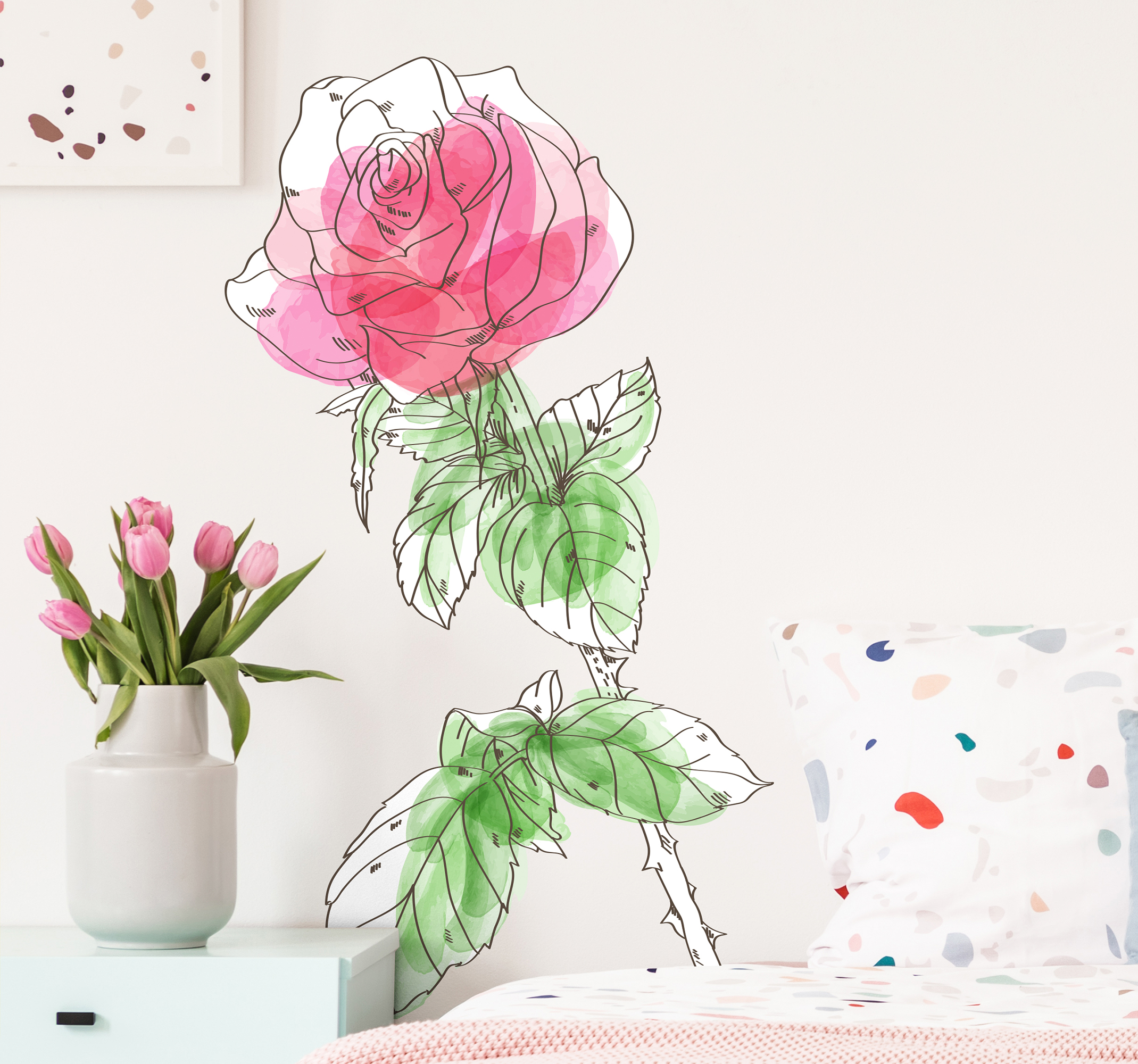 Tenstickers Bloemen muursticker met roos