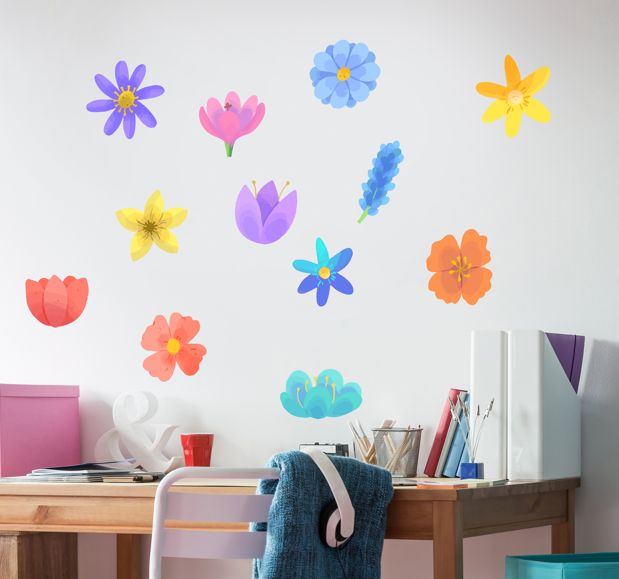 Tenstickers Muurstickers bloemen bloemetjes