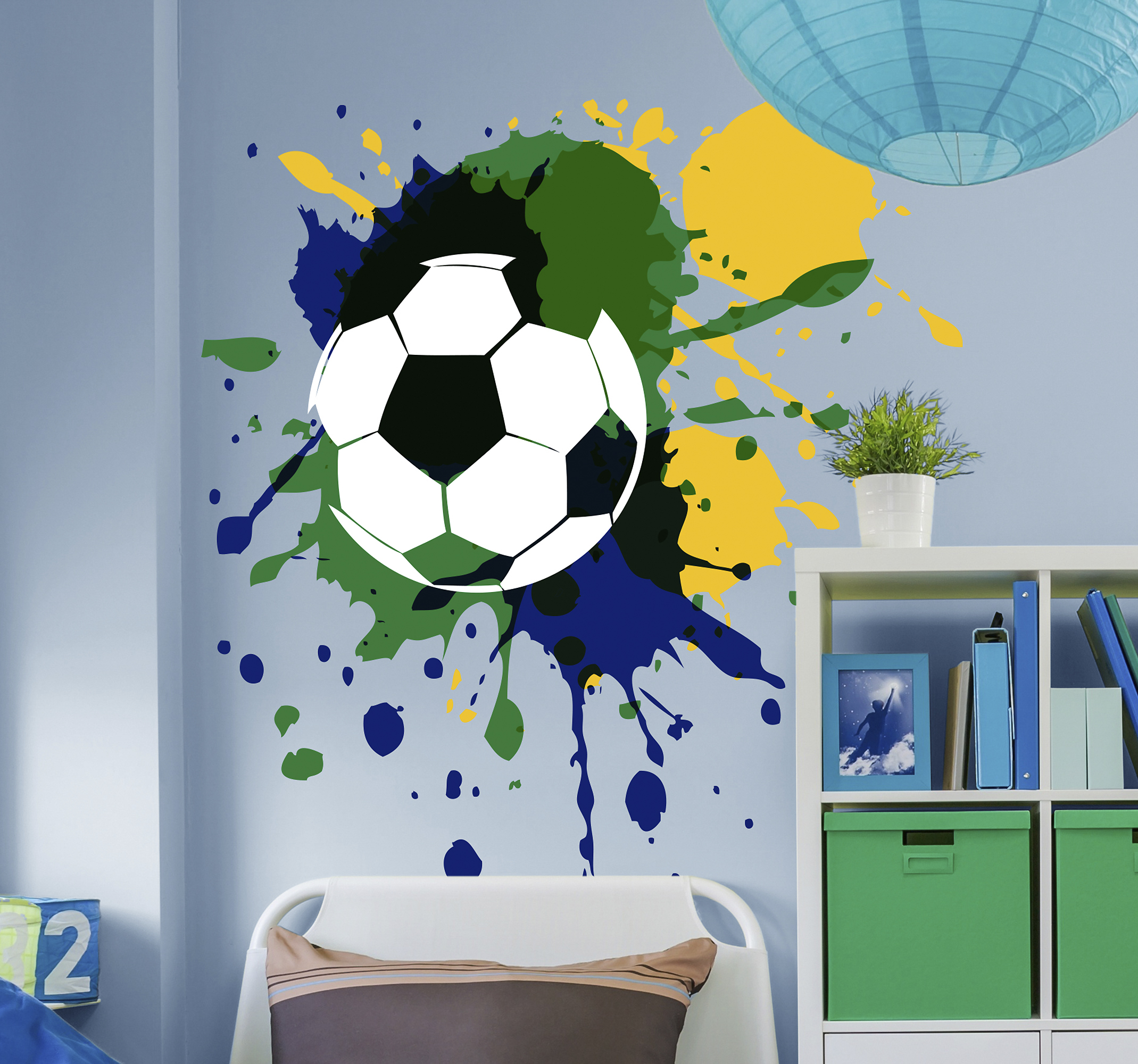 Wandtattoo Jugendzimmer Fußball Farbkleckse
