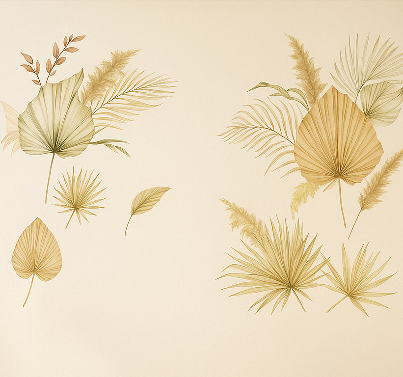 Tenstickers Muursticker gouden elegante palmbladeren