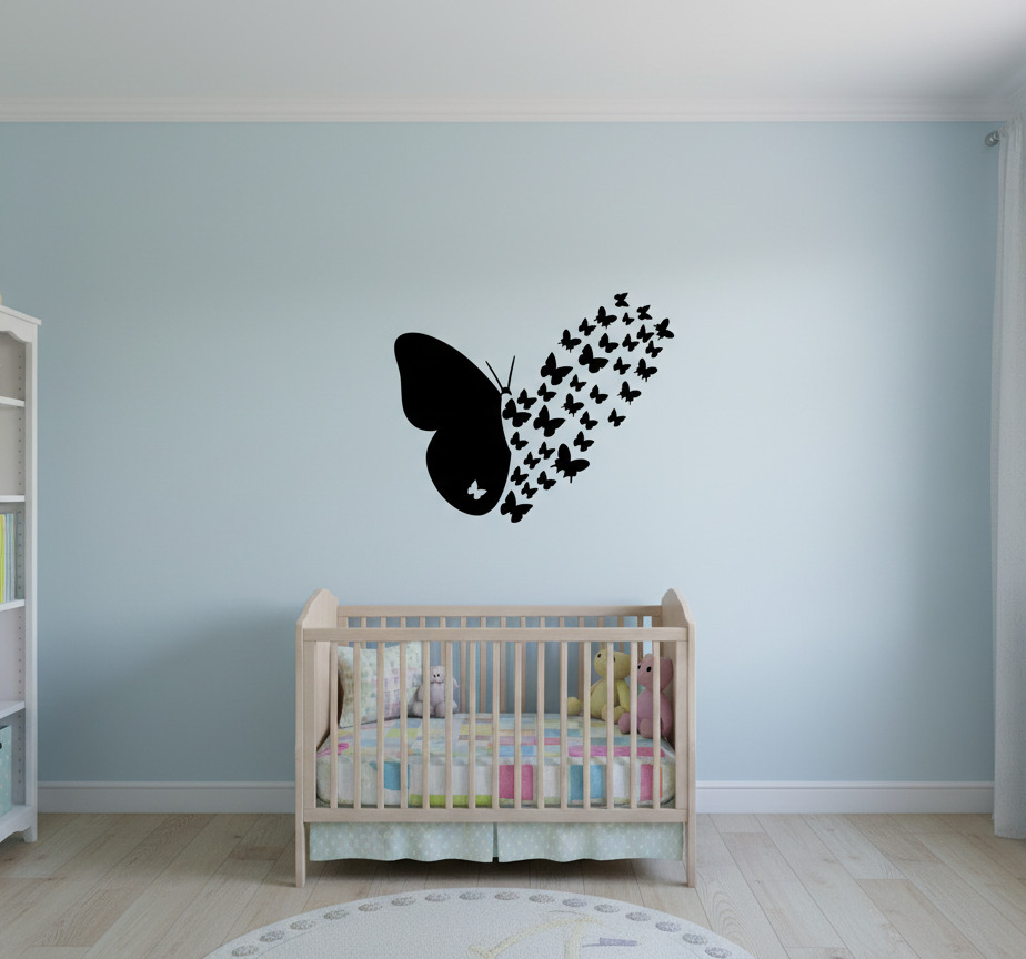 Tenstickers Muursticker vlinderswarm silhouet