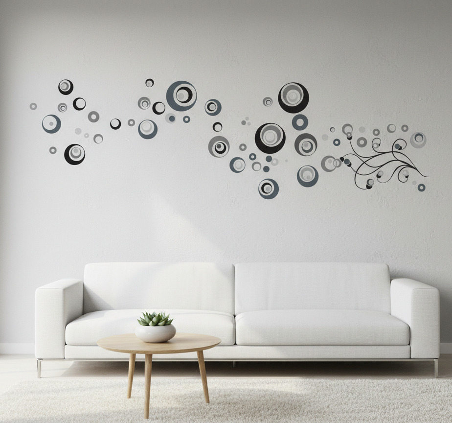 Tenstickers Muursticker grijs schaal stedelijke bubbel