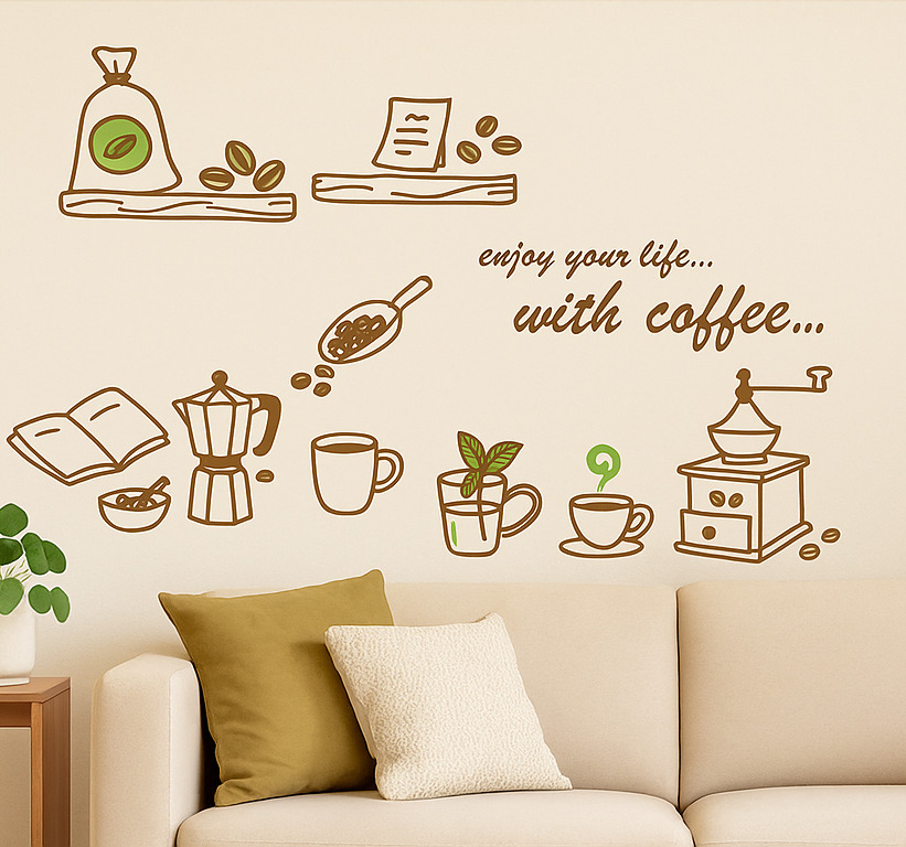 Tenstickers Muursticker gezellige keuken caf&eacute;