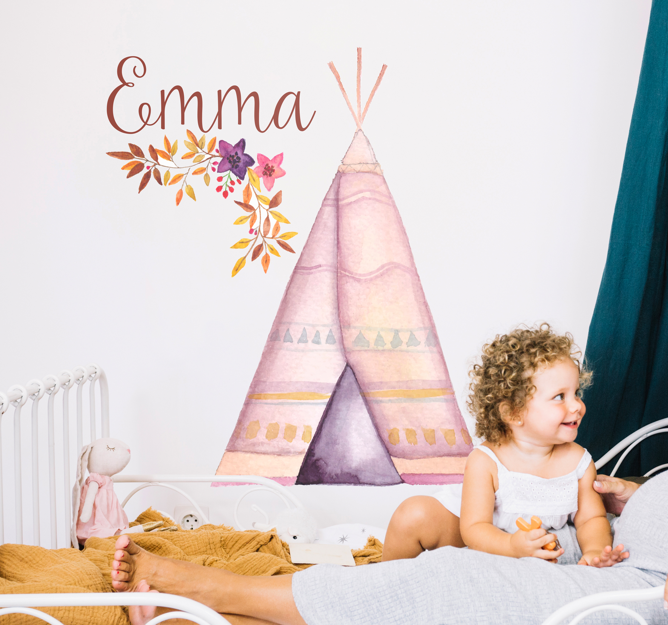 Tenstickers Muurstickers kinderkamer Gepersonaliseerde tipi tent