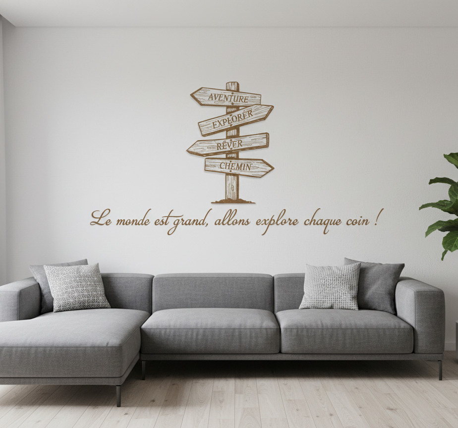 Tenstickers Muursticker houten wegwijzer