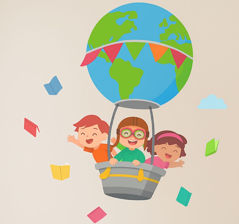 Tenstickers Muursticker vliegend boek avontuur