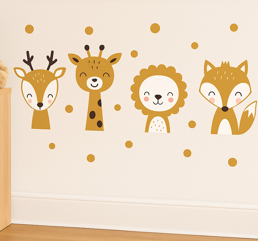 Tenstickers Muursticker schattige dierenkoppen