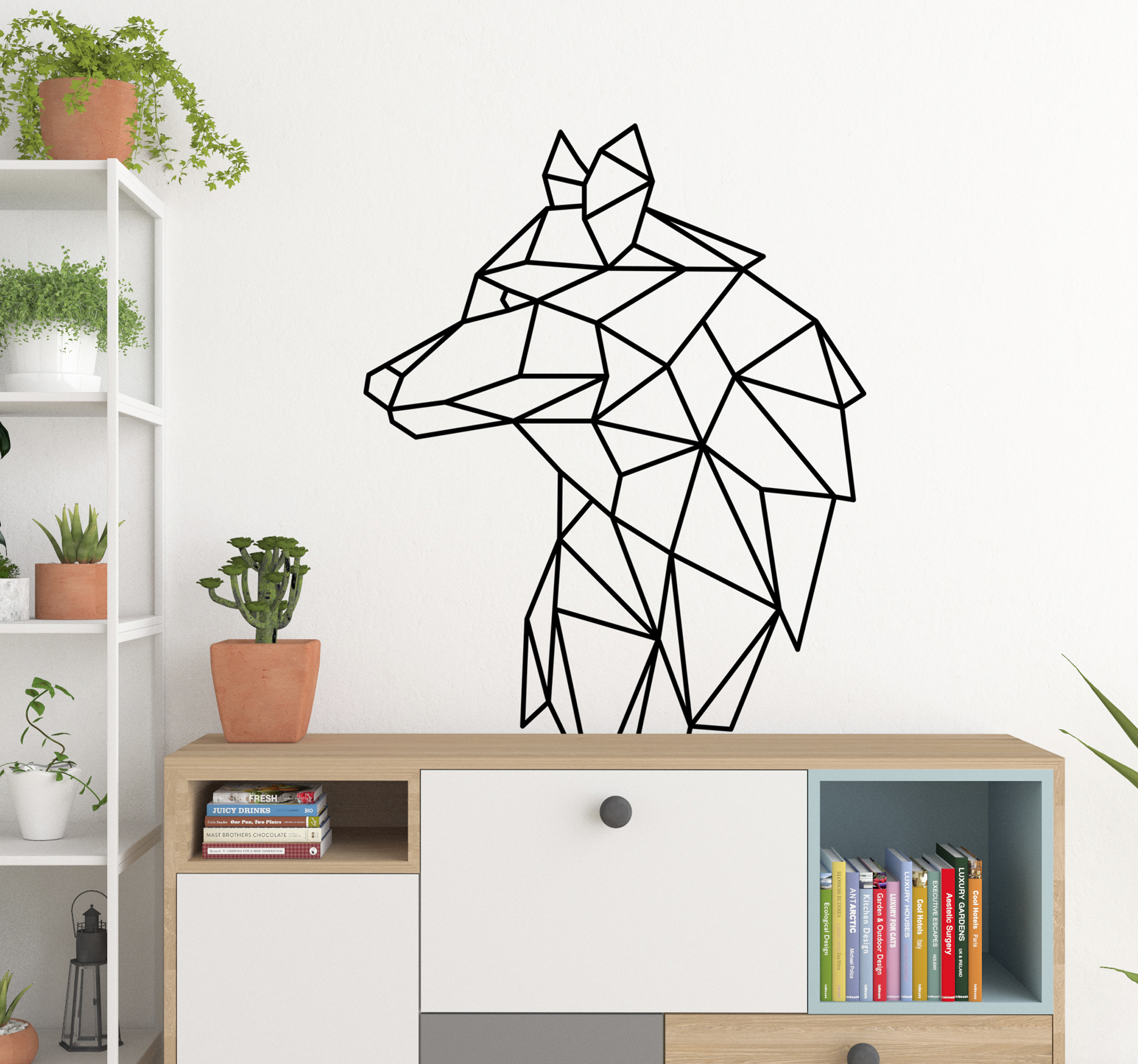 Tenstickers Muursticker slaapkamer geometrish wolf modern design