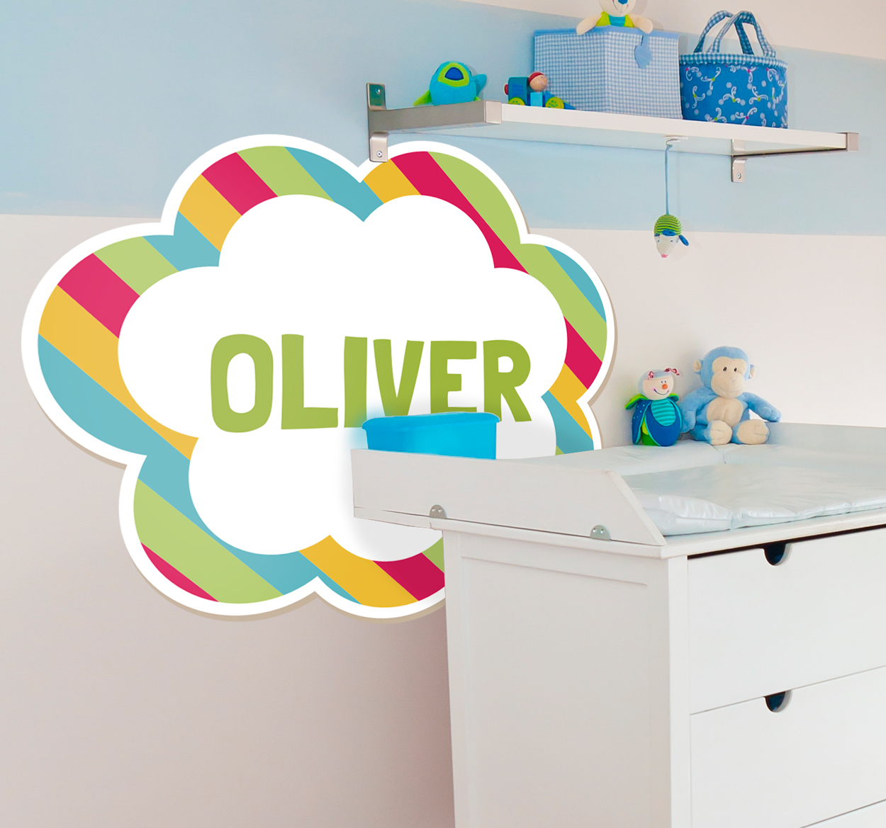 Tenstickers Sticker babykamer wolk naam