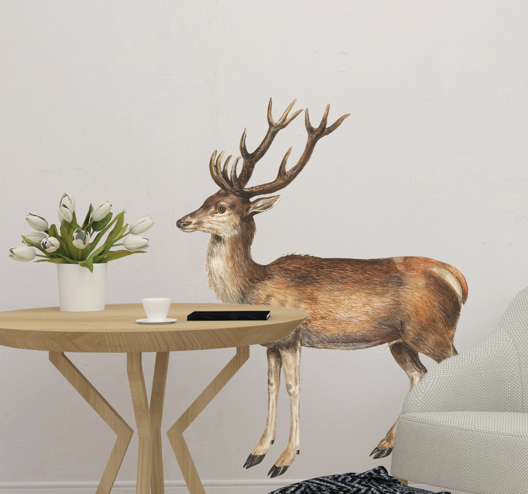 Tenstickers Muursticker wilde dieren vintage design deer