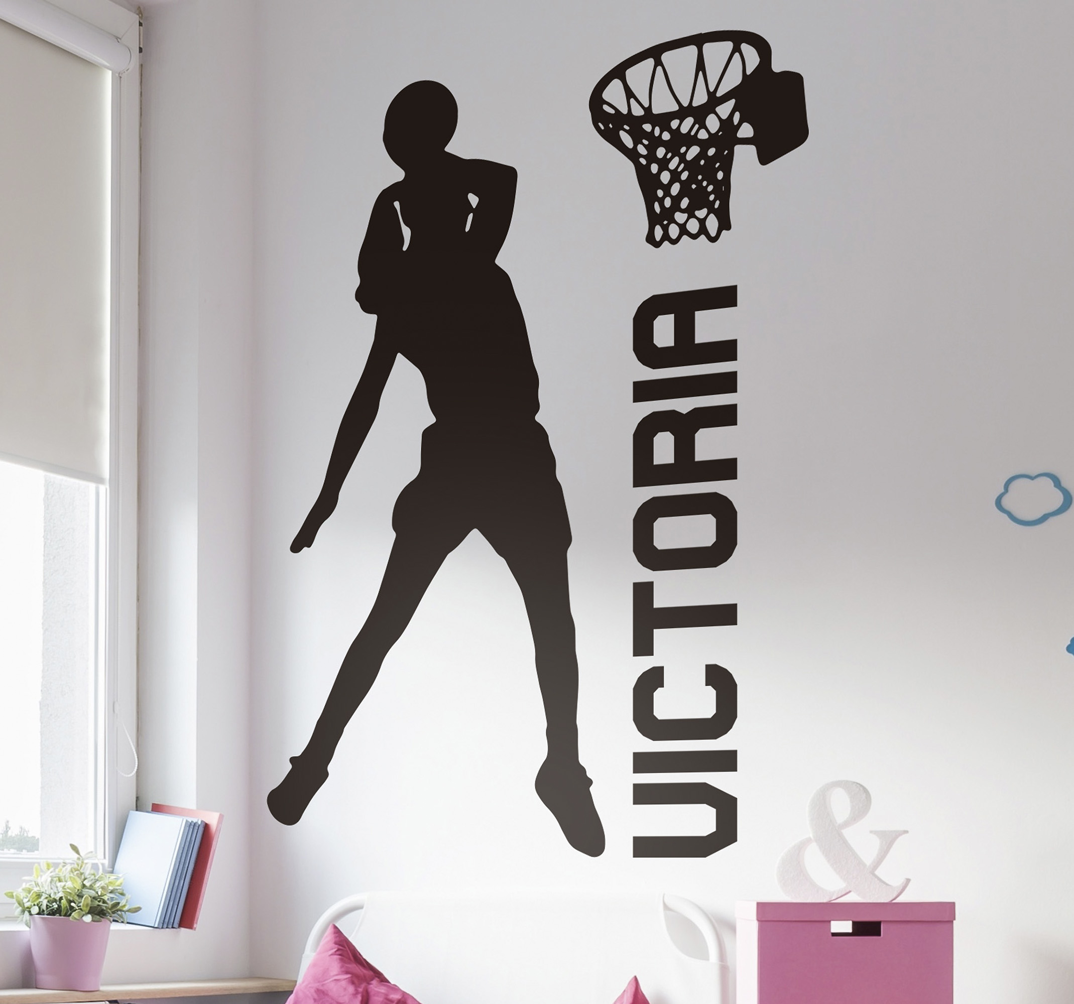 Personalisierbares Basketball Spielerin Wandtattoo