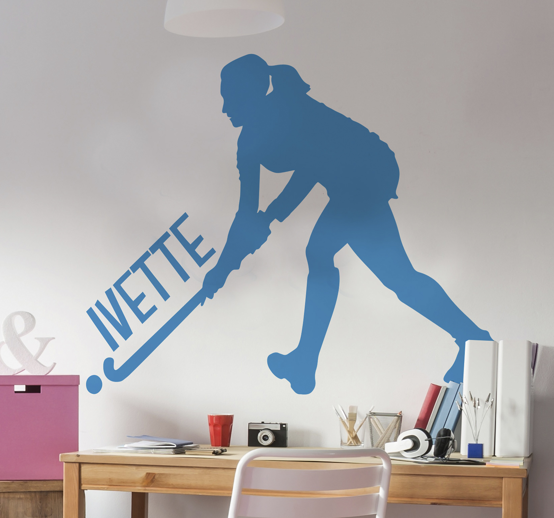 Tenstickers Muurstickers tienerkamer hockey speelster