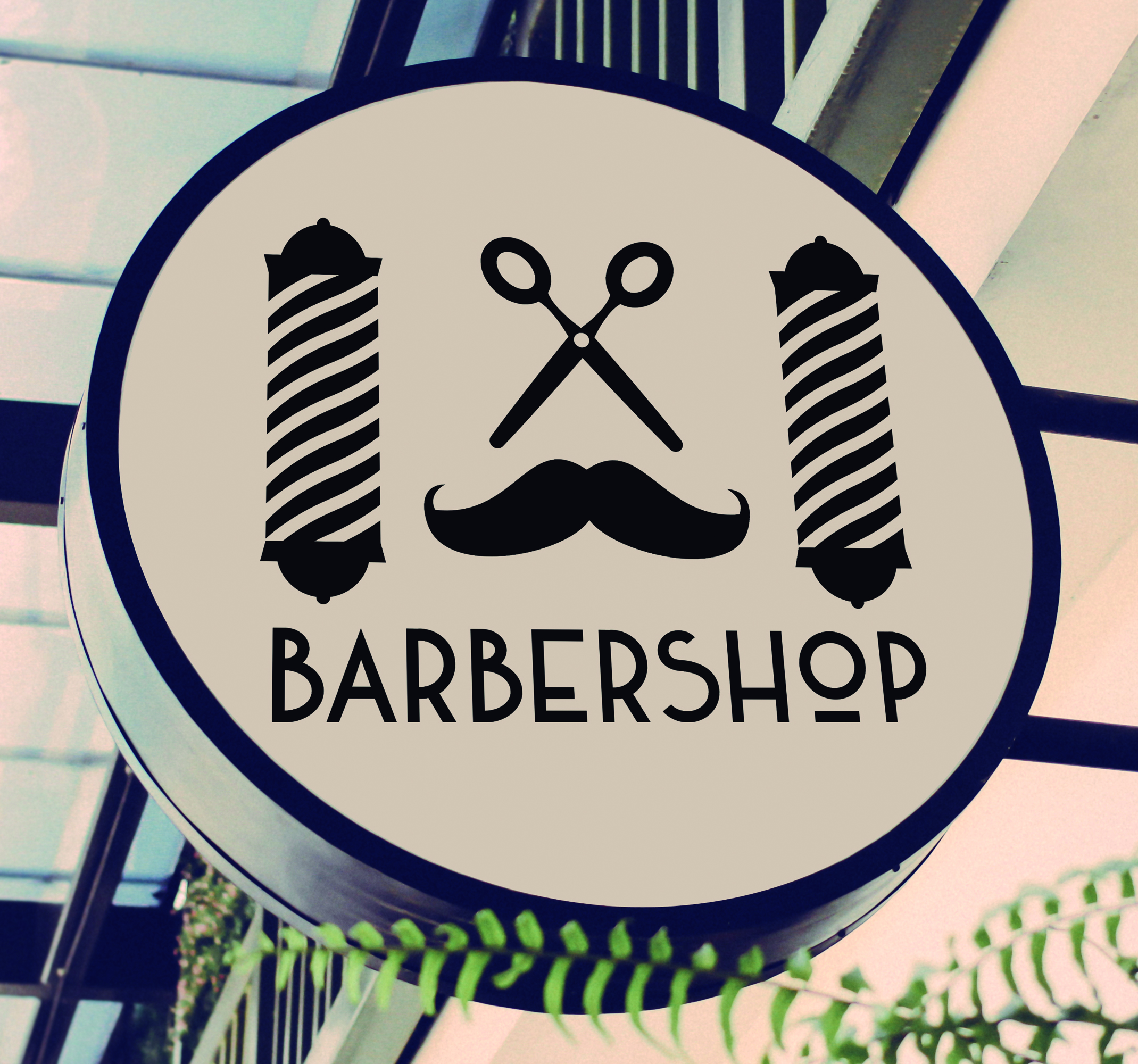 Raamstickers Barber shop sign