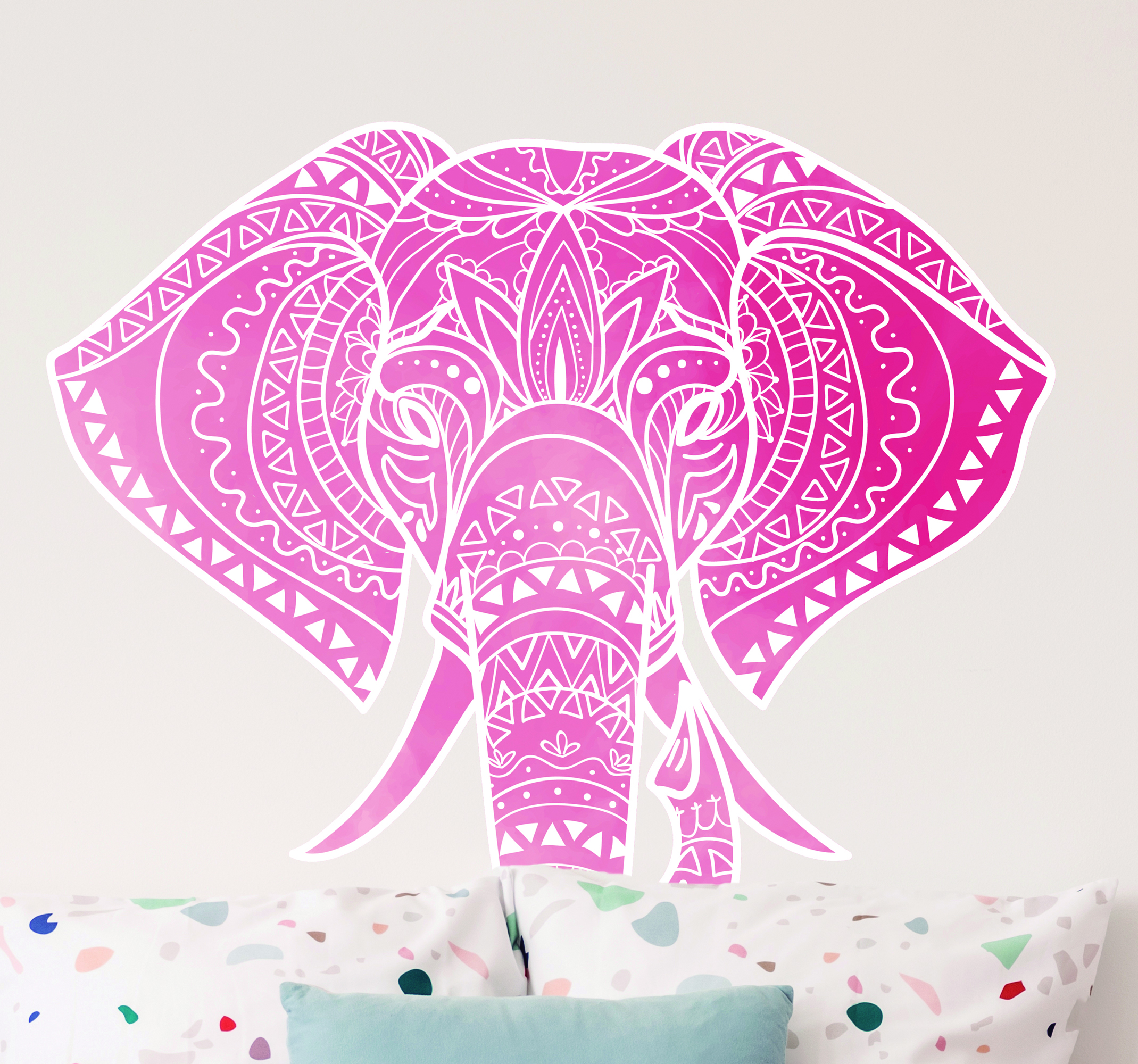 Tenstickers Muurstickers tienerkamer bohemian olifant