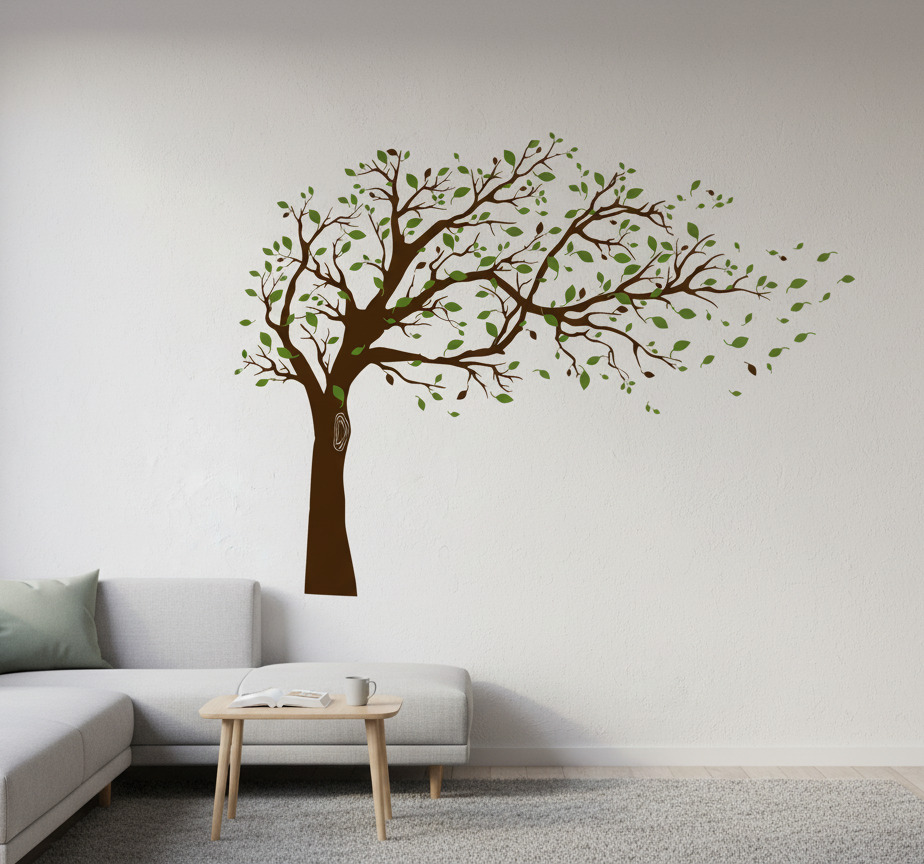 Tenstickers Muursticker lente winderige boom