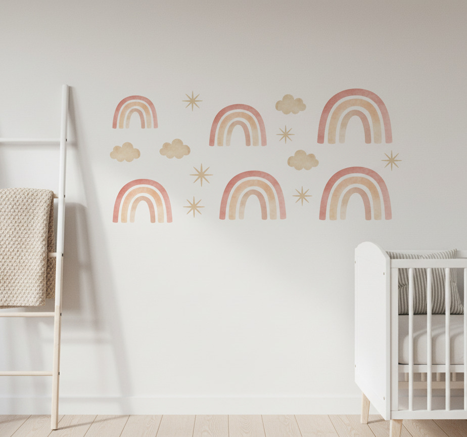 Tenstickers Muursticker kinderkamer pastelkleuren scandinavische stijl