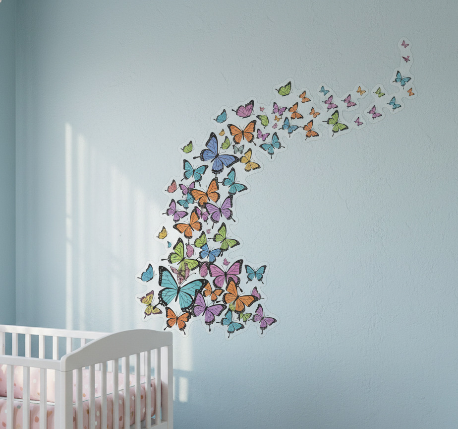 Tenstickers Muursticker kinderkamer vlinderboogpad