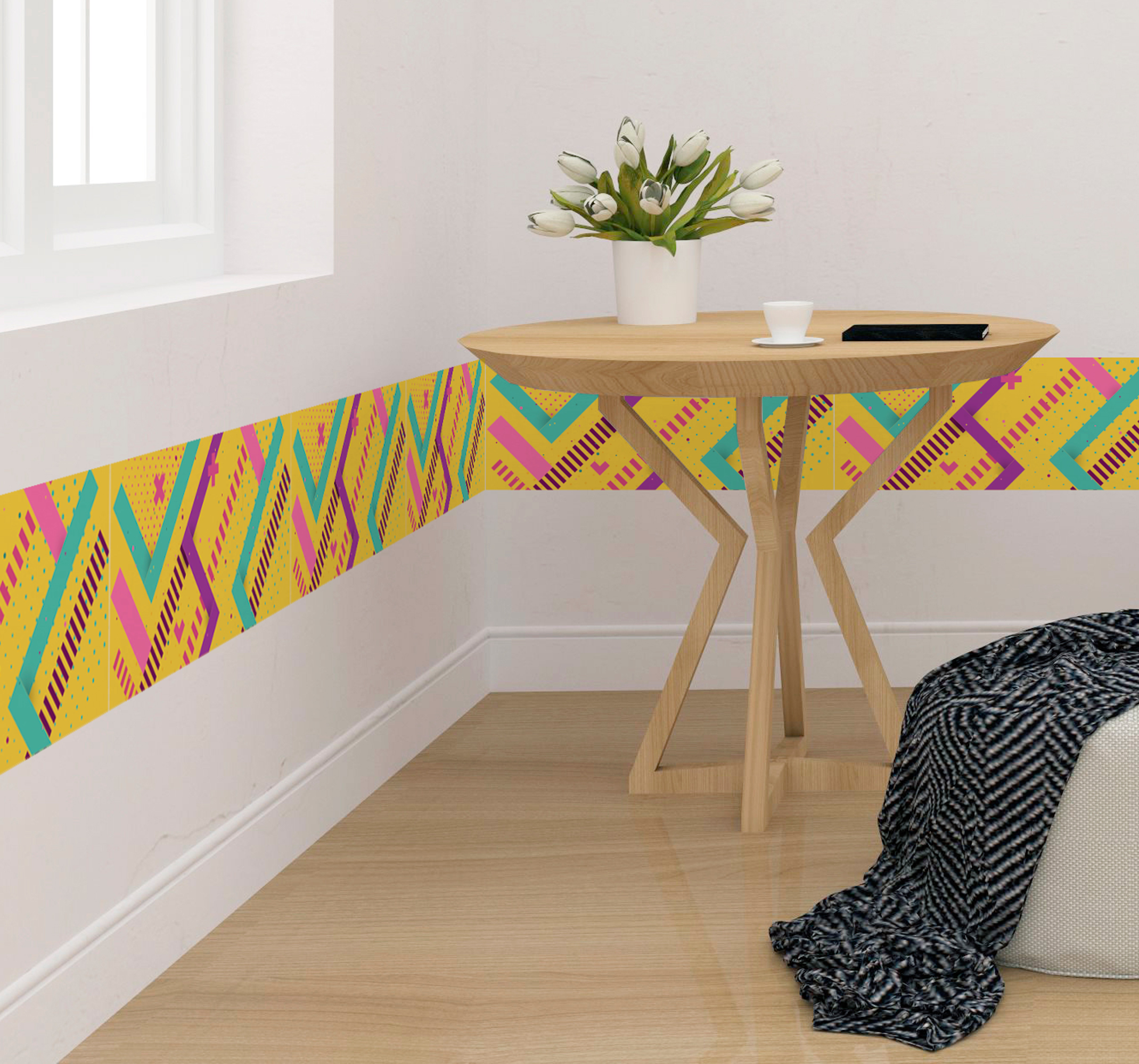 Muurstickers slaapkamer lijntjes patroon wand sticker
