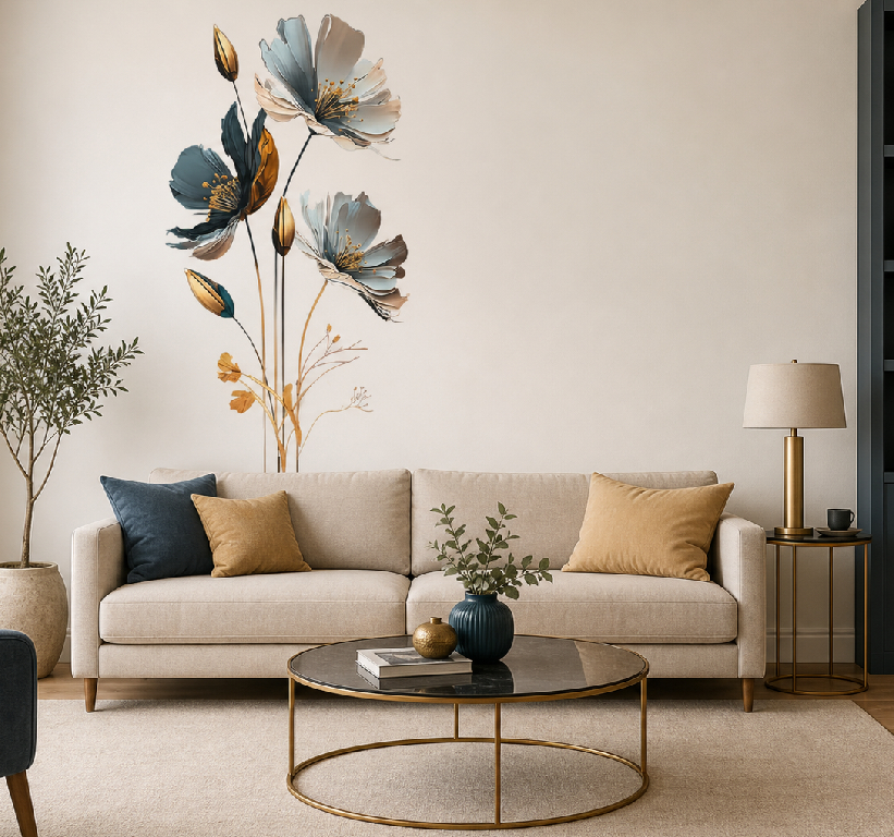 Tenstickers Muursticker luxe botanische woondecoratie