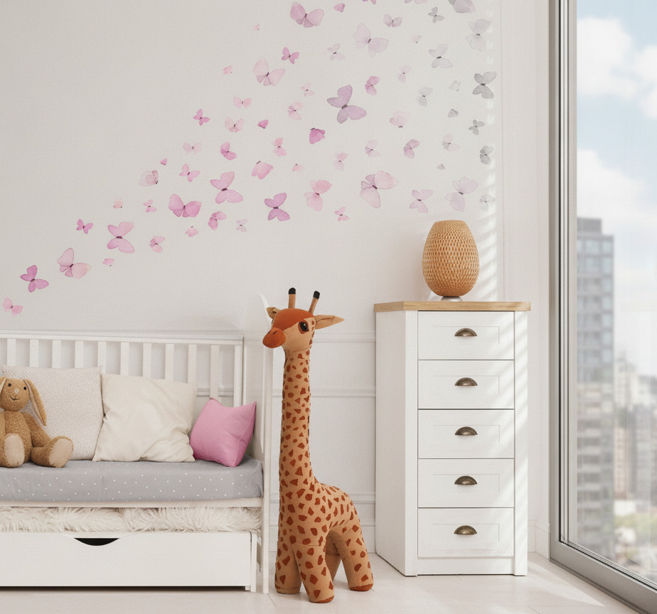 Tenstickers Muursticker waterverf vlinder kinderkamer decor