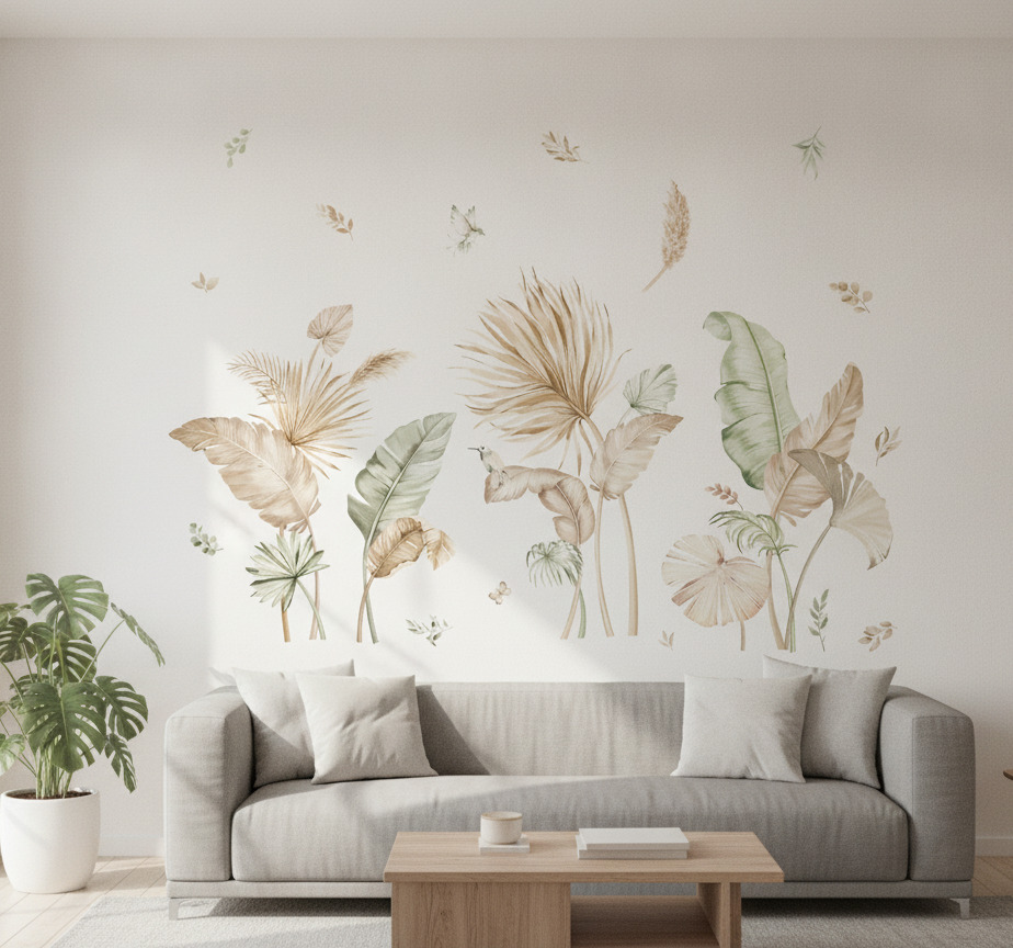 Tenstickers Muursticker tropische aquarel woondecoratie