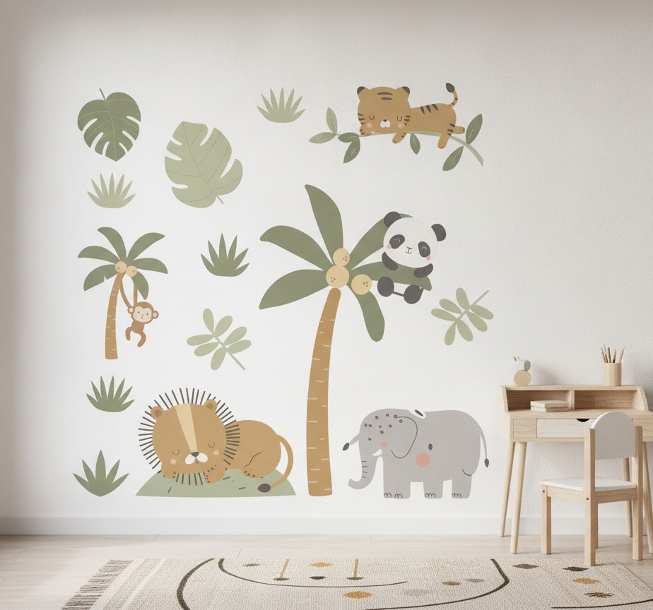 Tenstickers Muursticker safari jungle dieren