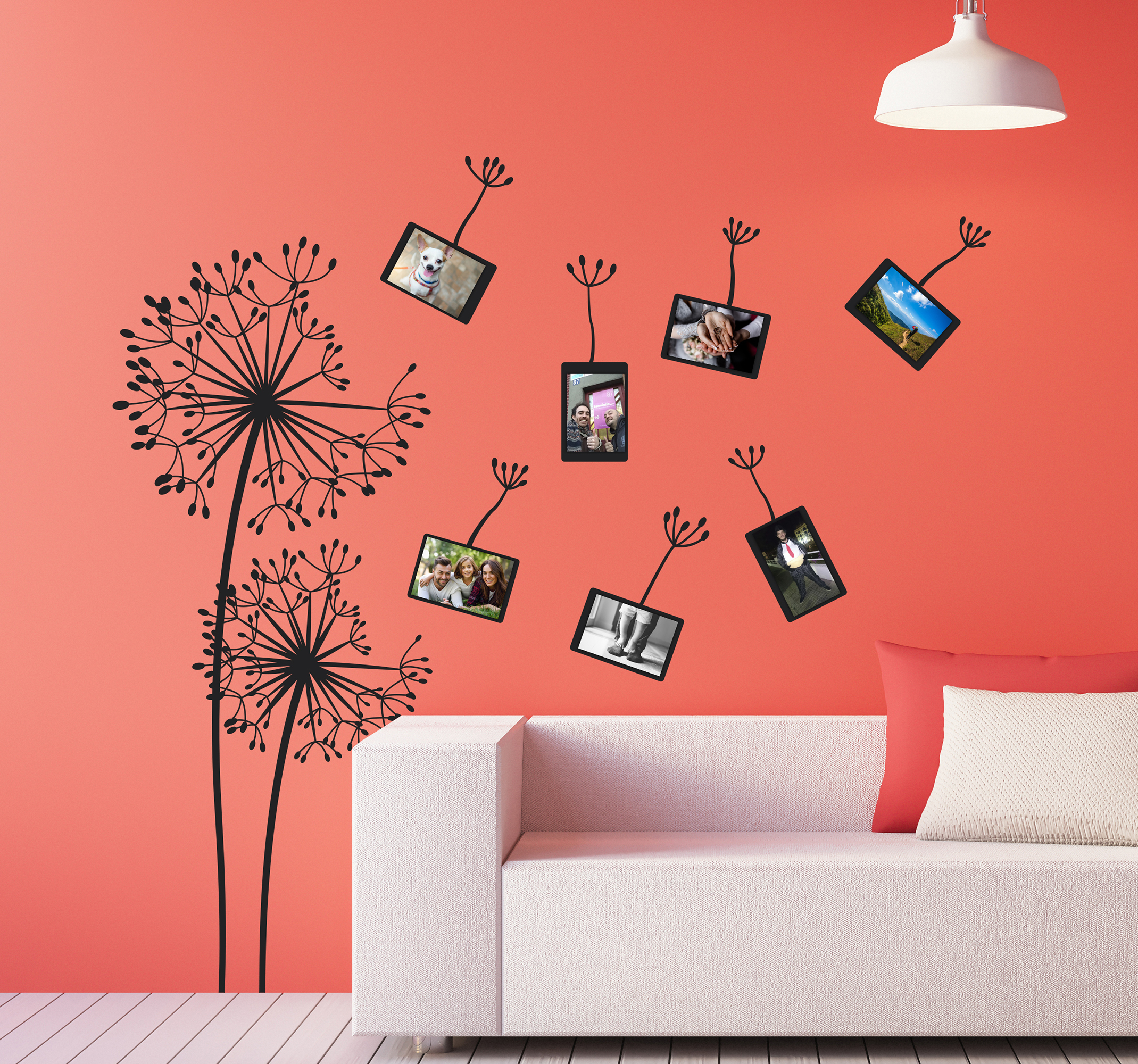 Tenstickers Muurstickers bloemen blaasbloemen en fotolijstjes