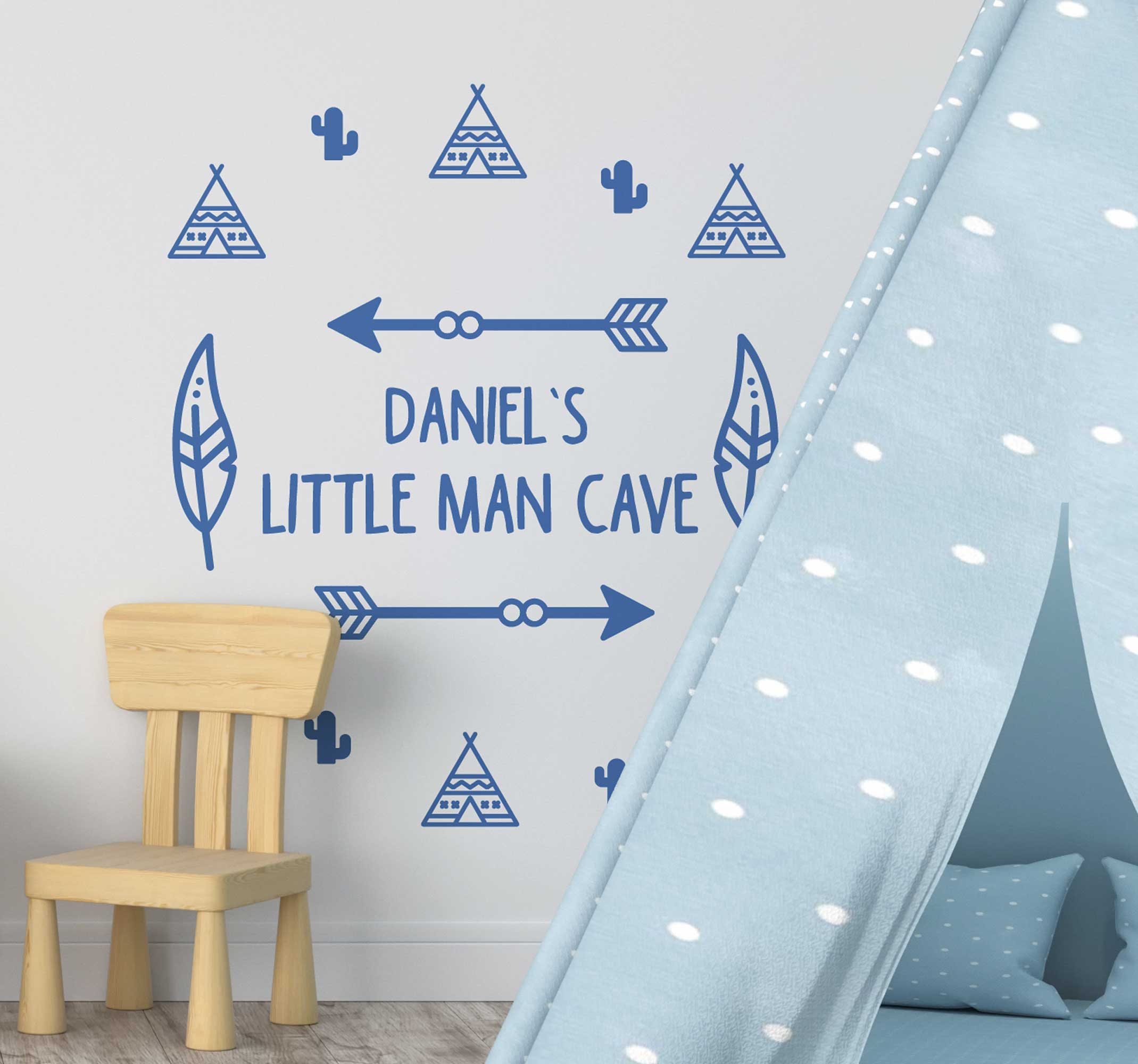 Tenstickers Deurstickers Little Man Cave tekst