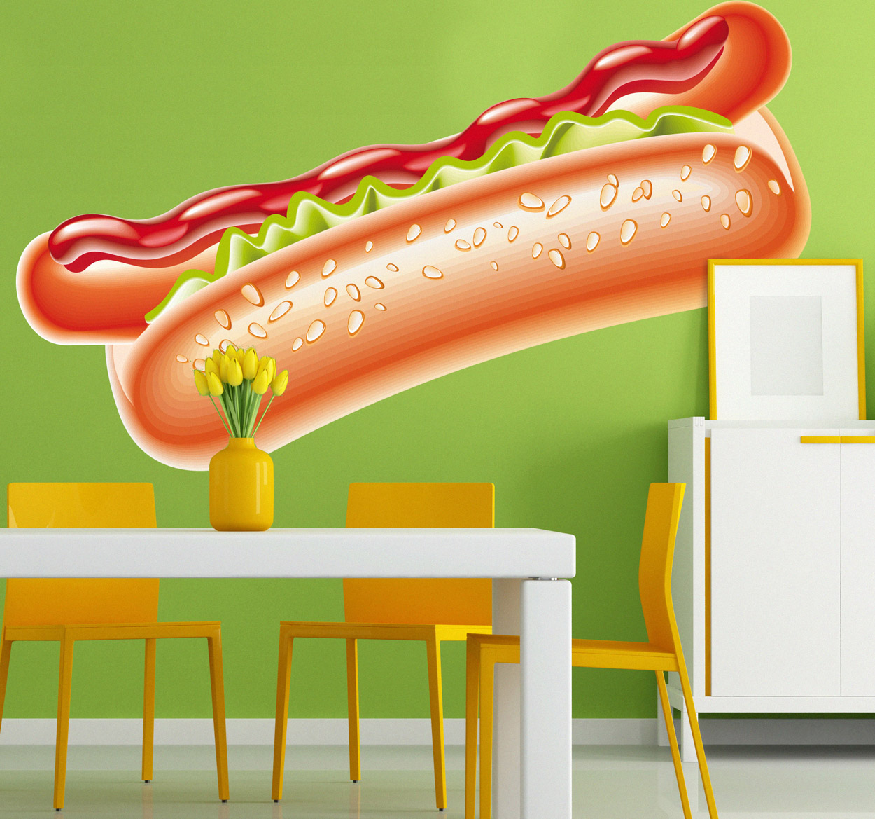 Adesivo decorativo illustrazione hot dog colorato