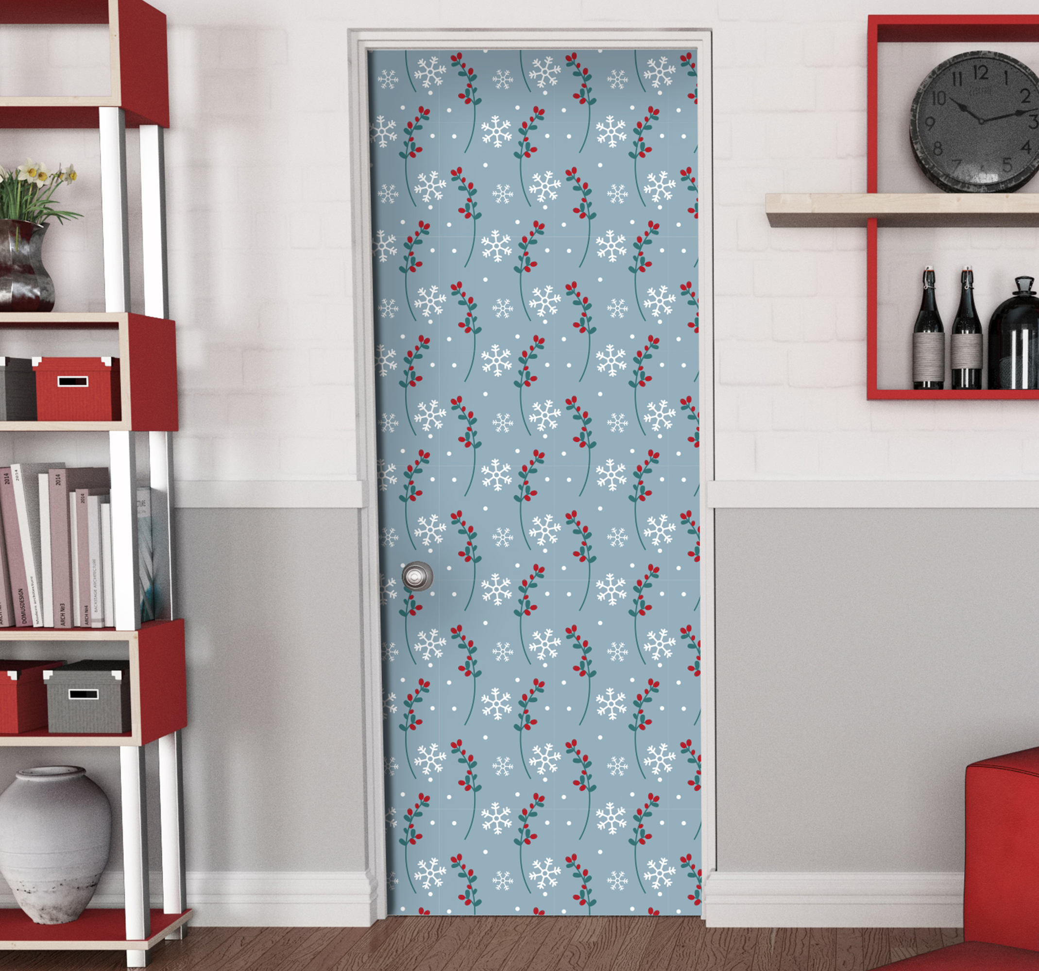 Kerststickers bloemen en kristallen