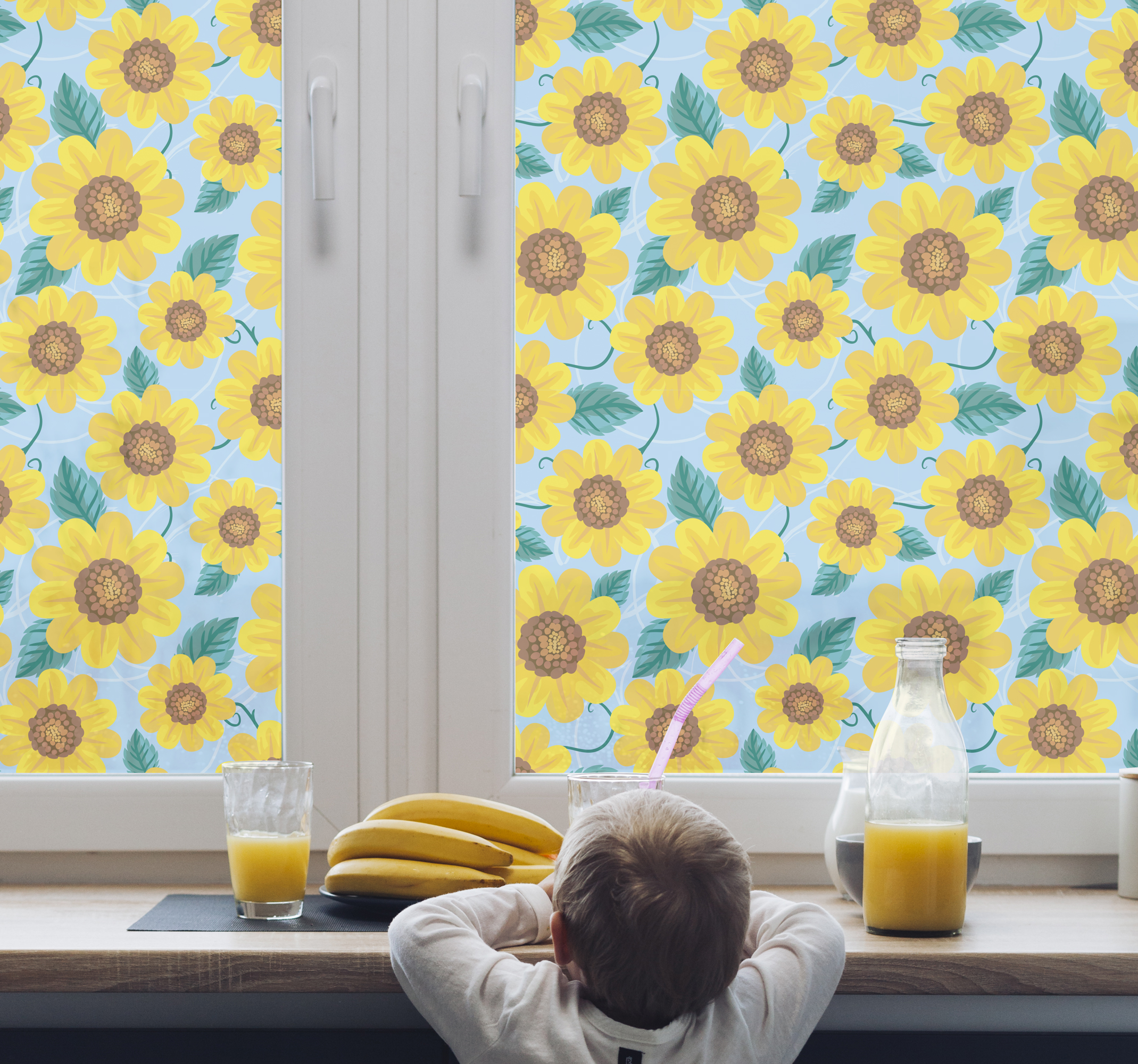 Pellicola privacy finestre fiore motivi di girasoli