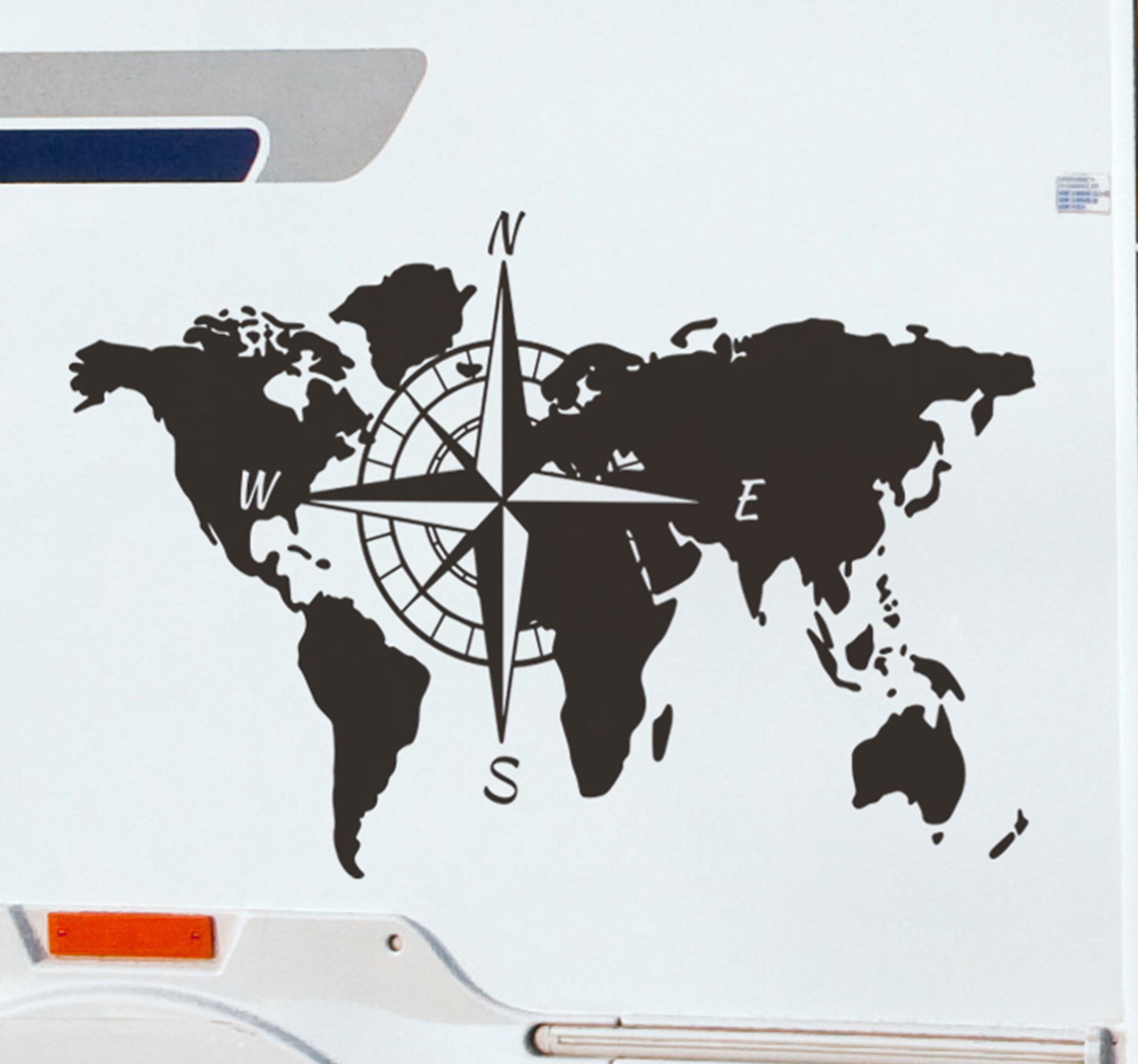 Adesivo per camper mappamondo e bussola