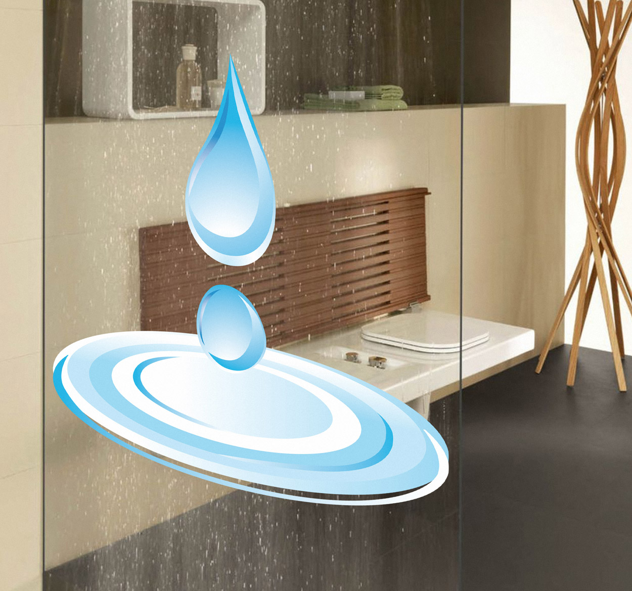 Tenstickers Sticker badkamer waterdruppels