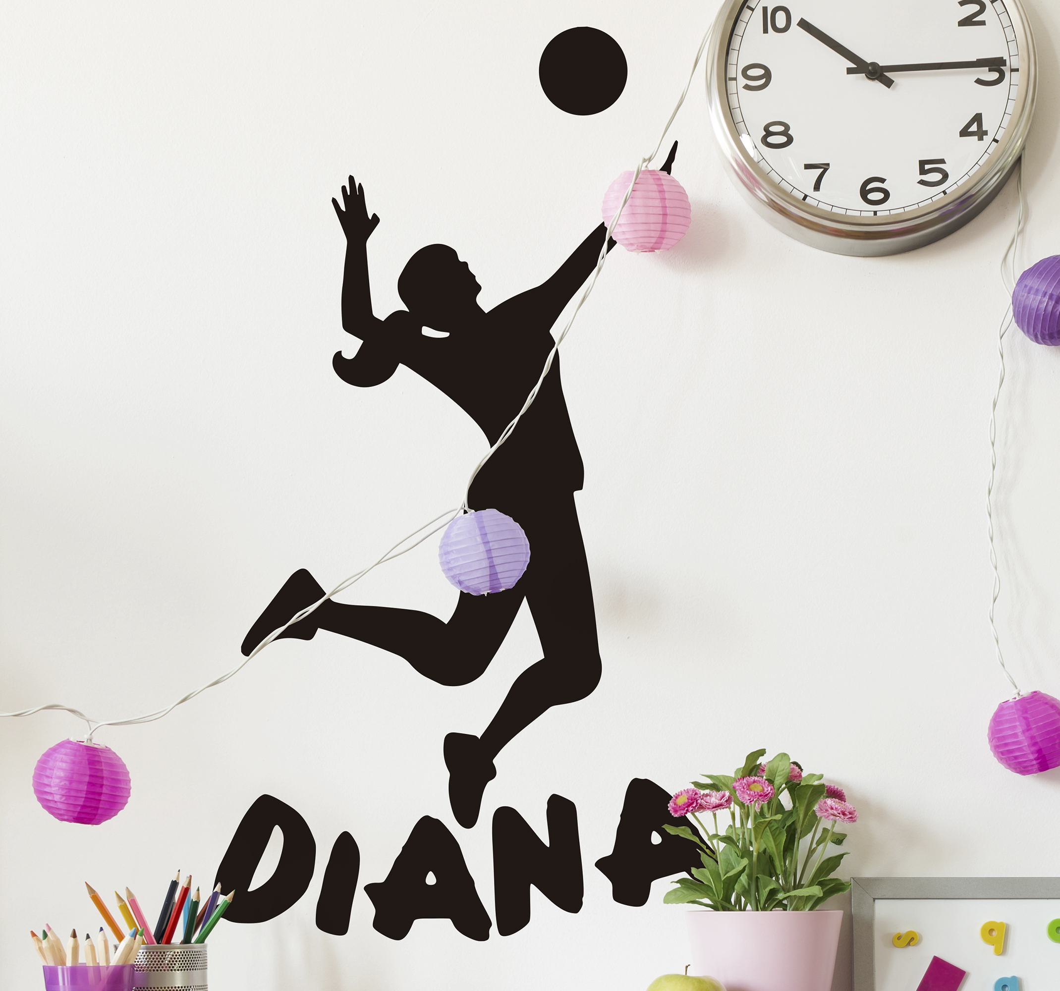 Tenstickers Volleybal speler silhouet muur decor