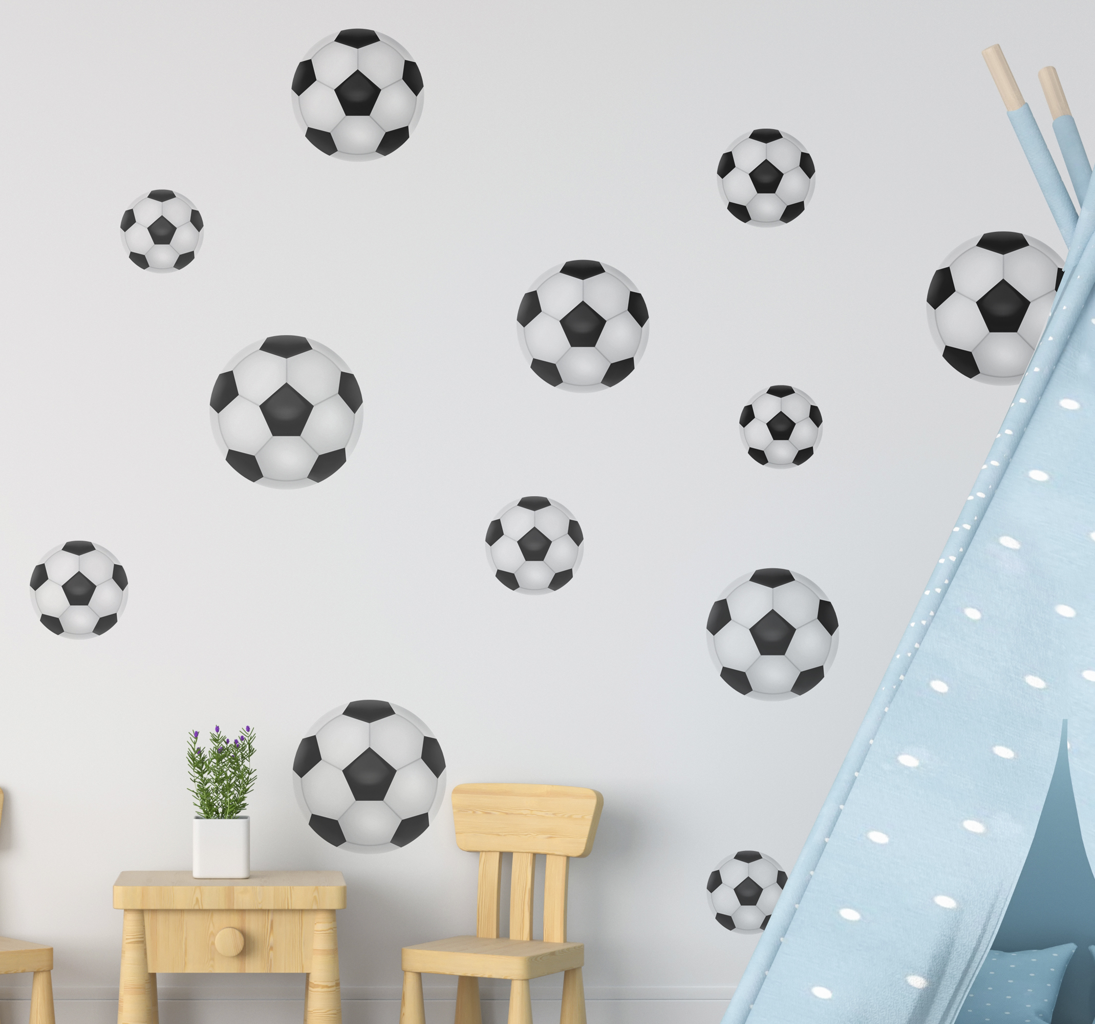Wandtattoo Jugendzimmer Fußball in verschiedenen Größen