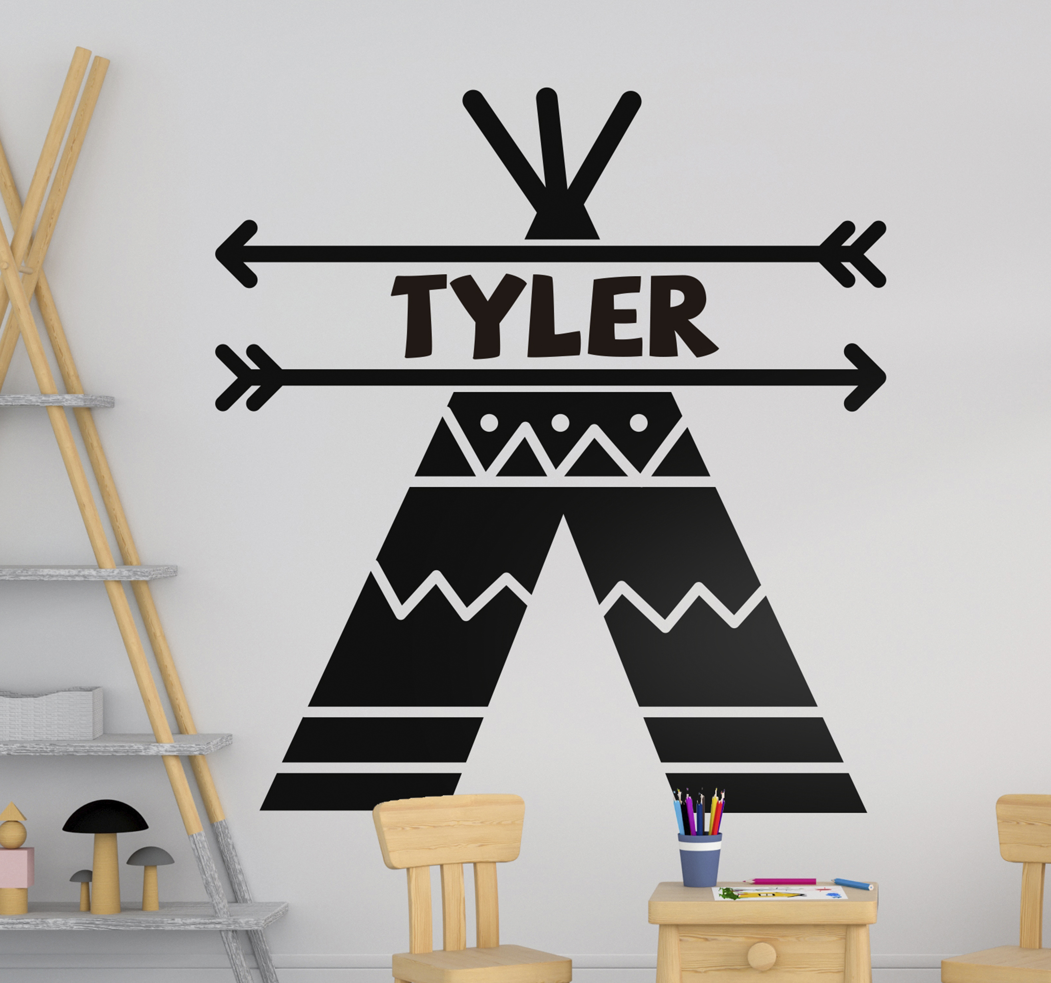 Tenstickers Tipi tent kinderkamer zelfklevende muursticker