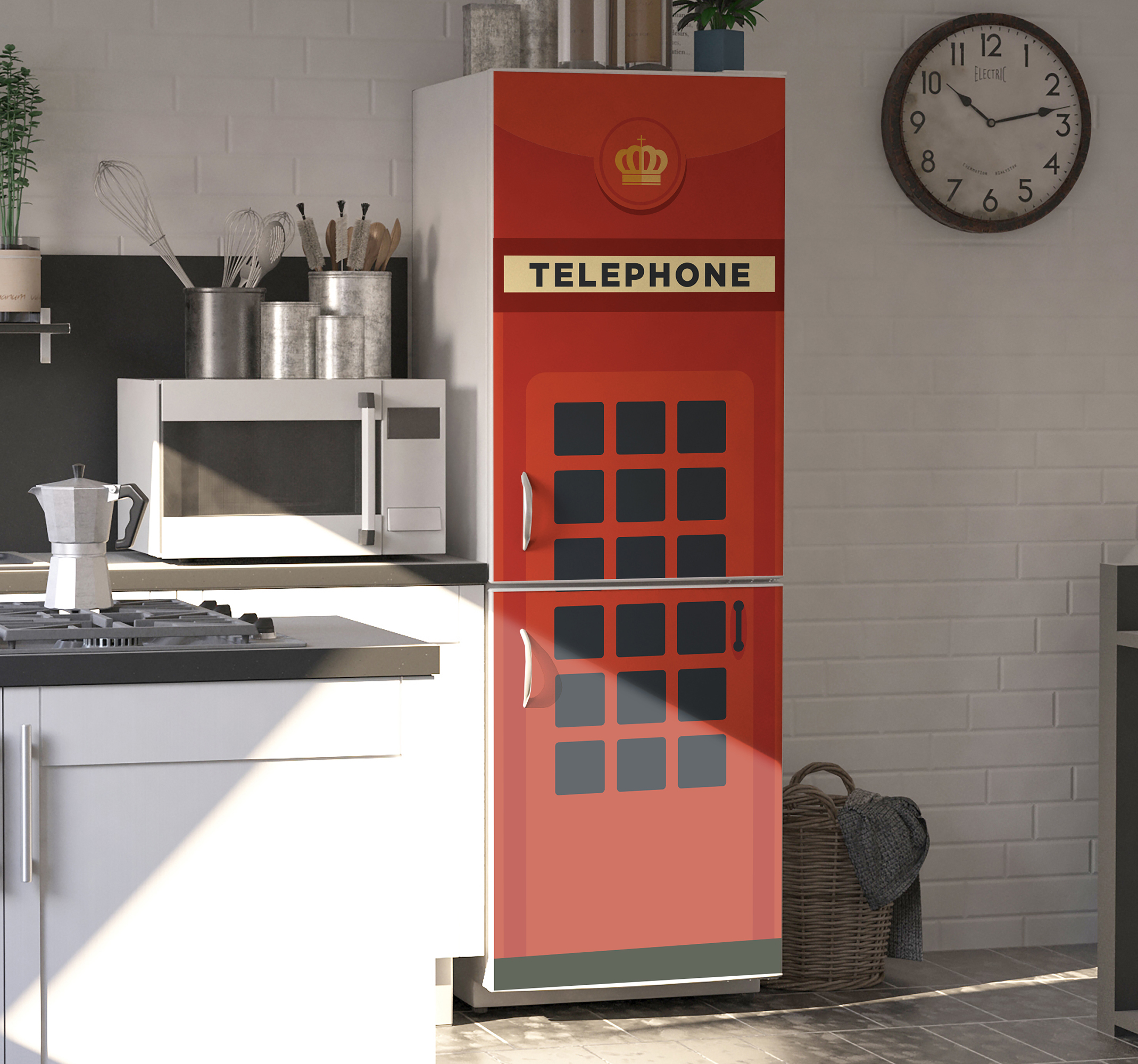 adesivo per frigorifero rosso uk cabina telefonica